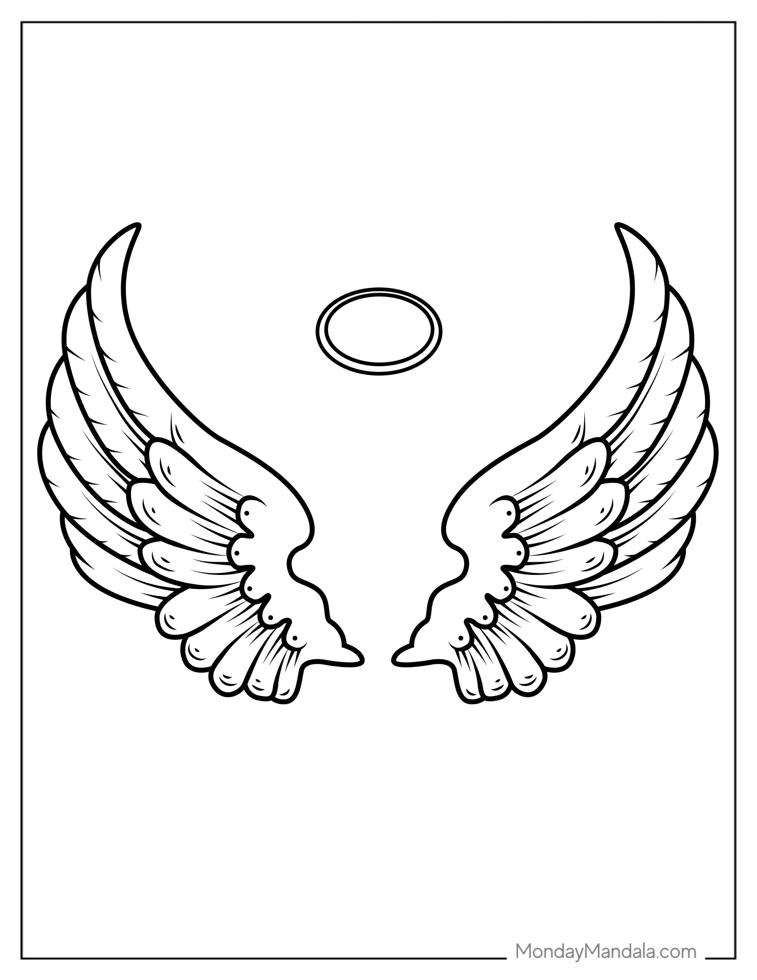 Simple Outline Of Angel Wings coloring page — printable line art