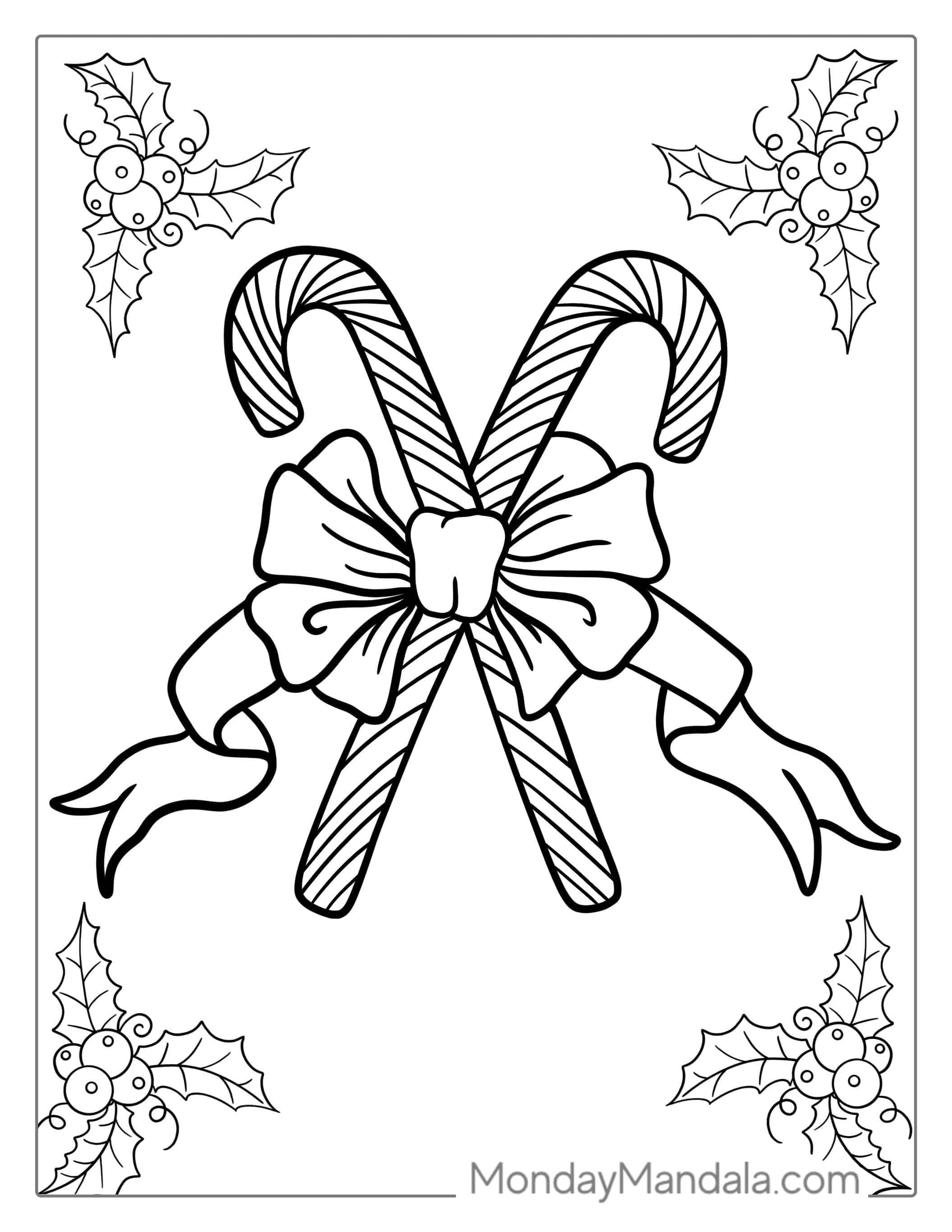Christmas Themed Candy Cane To Color coloring page