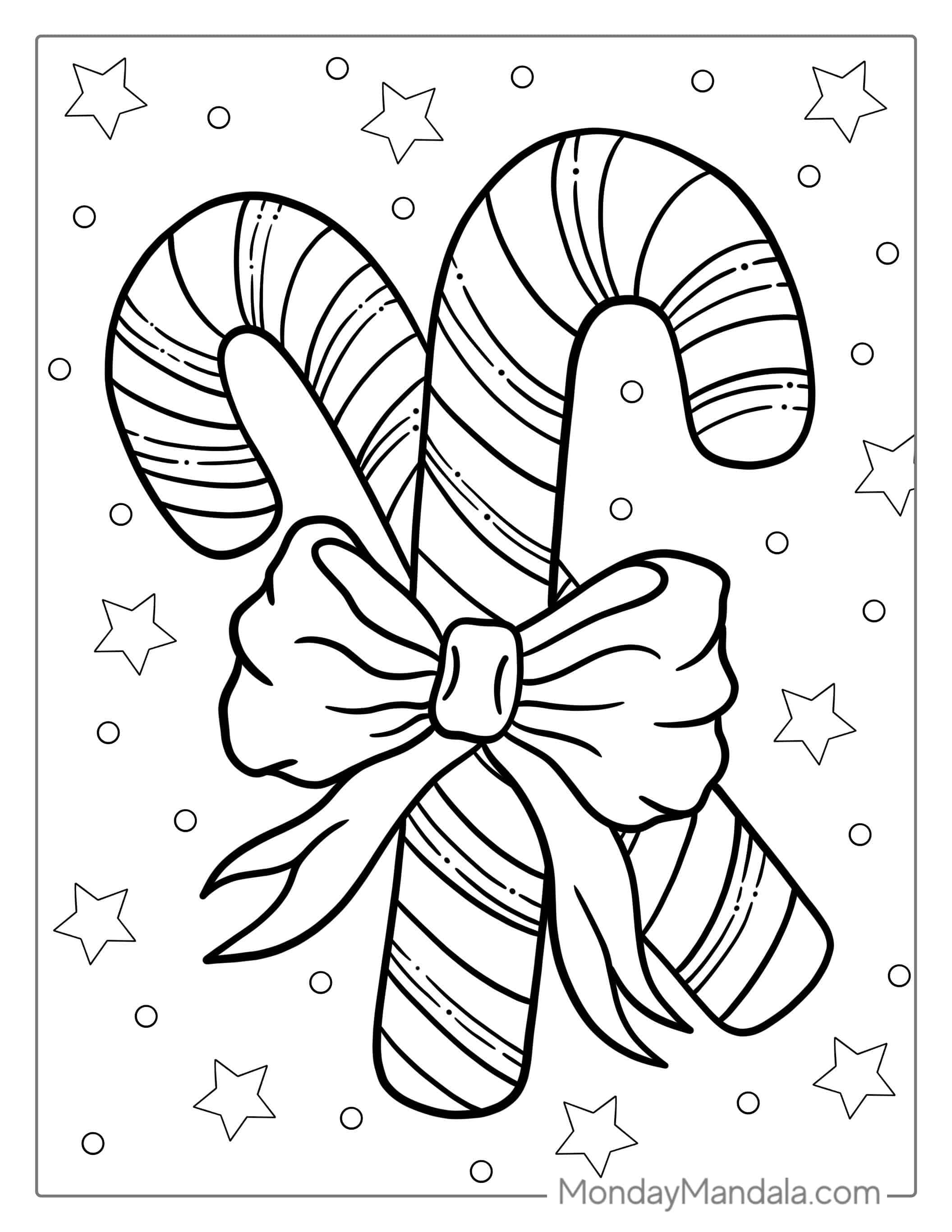 Coloring Sheet Of An Easy Candy Cane coloring page