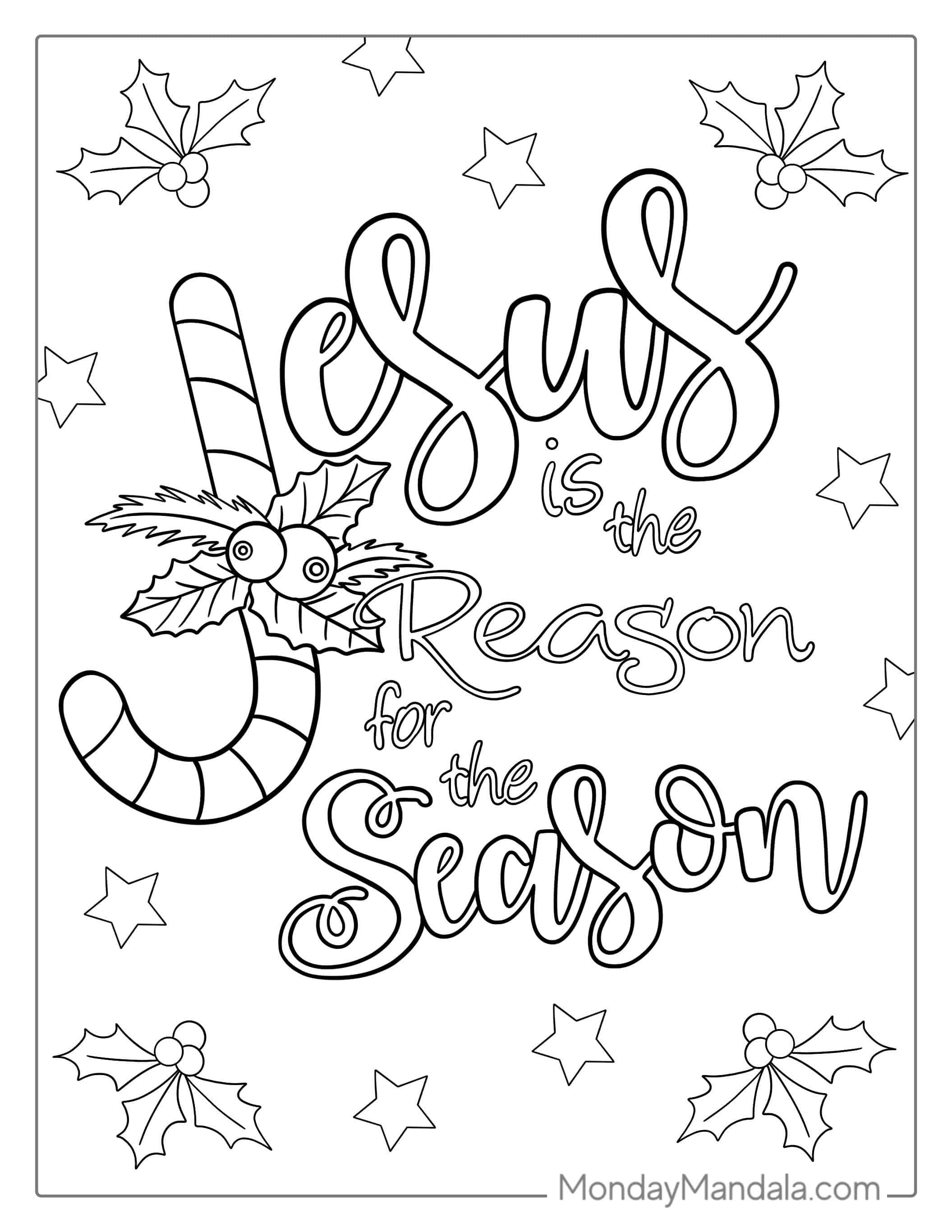 Jesus Candy Cane Coloring Page For Kids coloring page