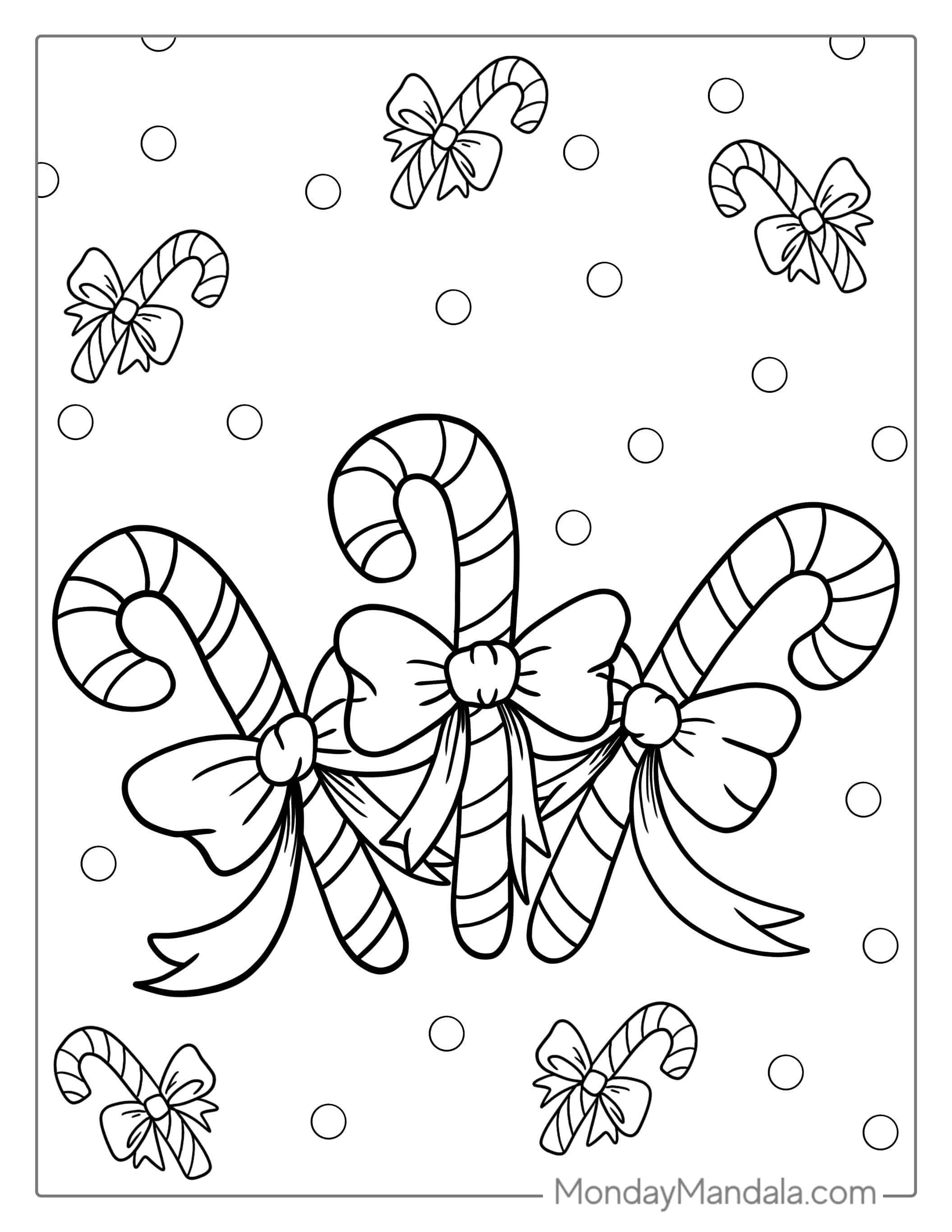 Three Candy Cane Sticks To Color coloring page — printable line art