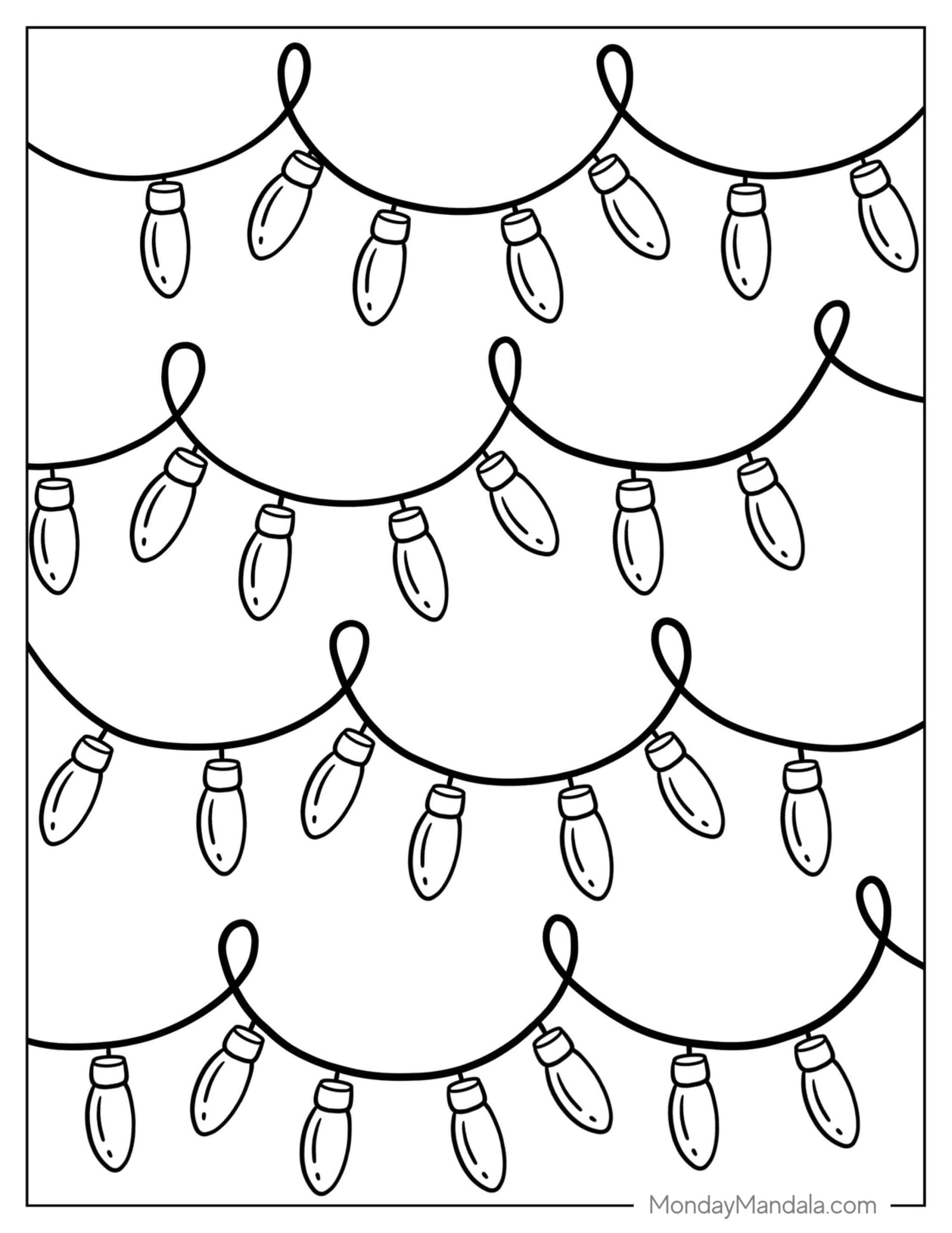 Aesthetic Christmas Lights To Color coloring page — printable line art