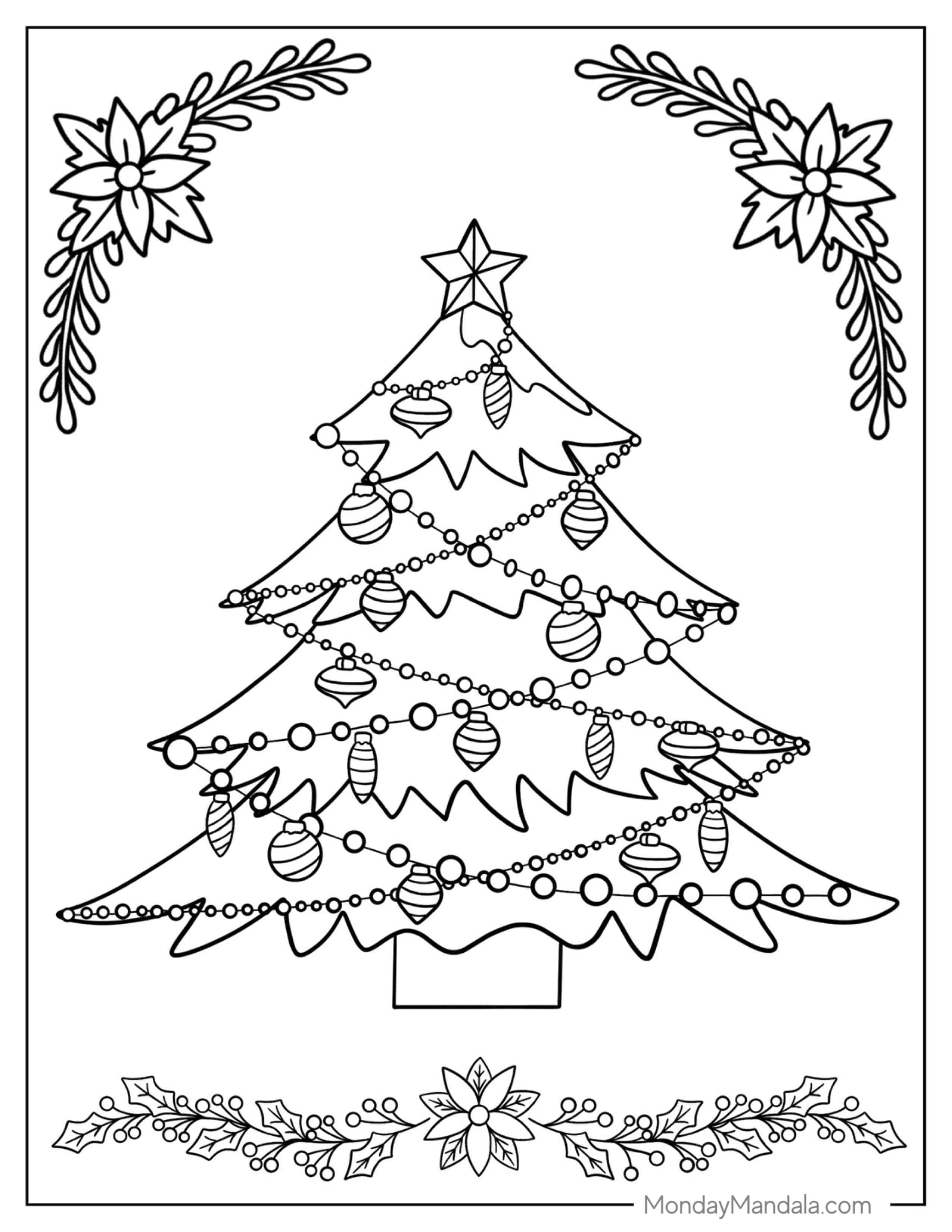 Christmas Tree With Lots Of Lights To Color coloring page