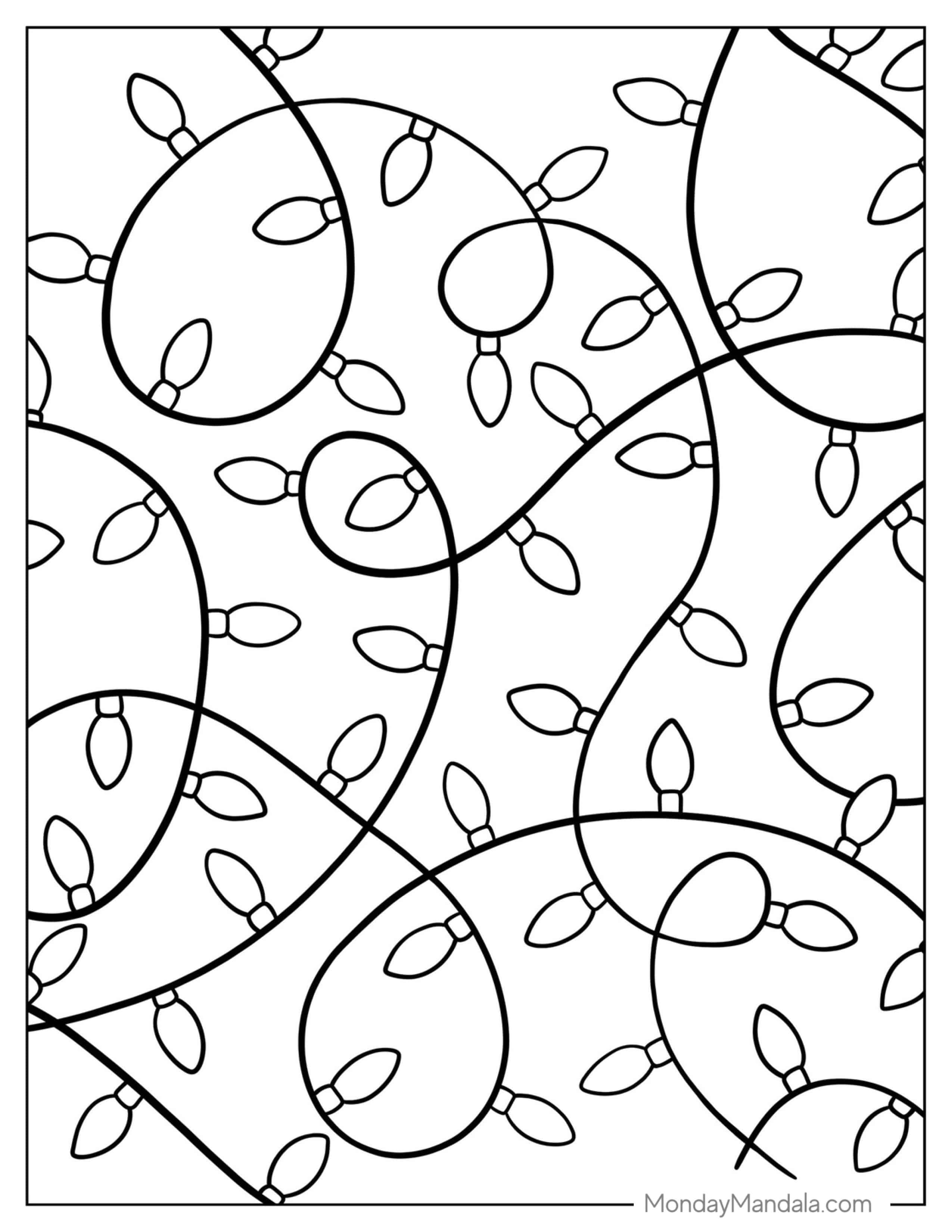 Full Page Of Festive Christmas Lights To Color coloring page