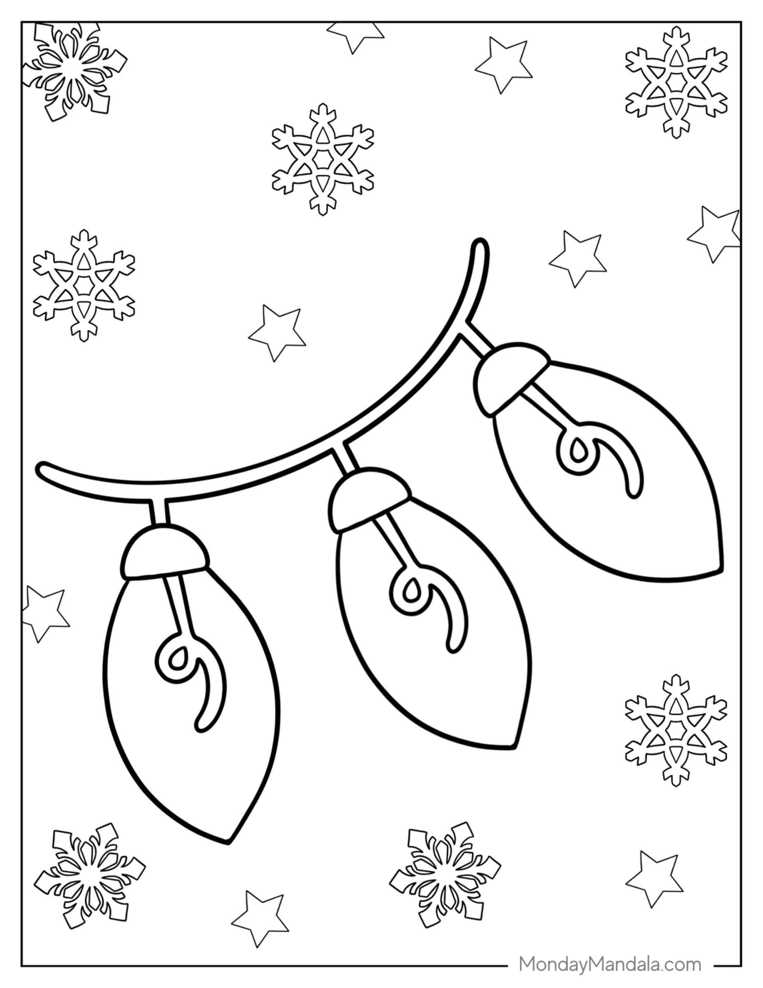 Simple To Color Christmas Light Bulbs coloring page