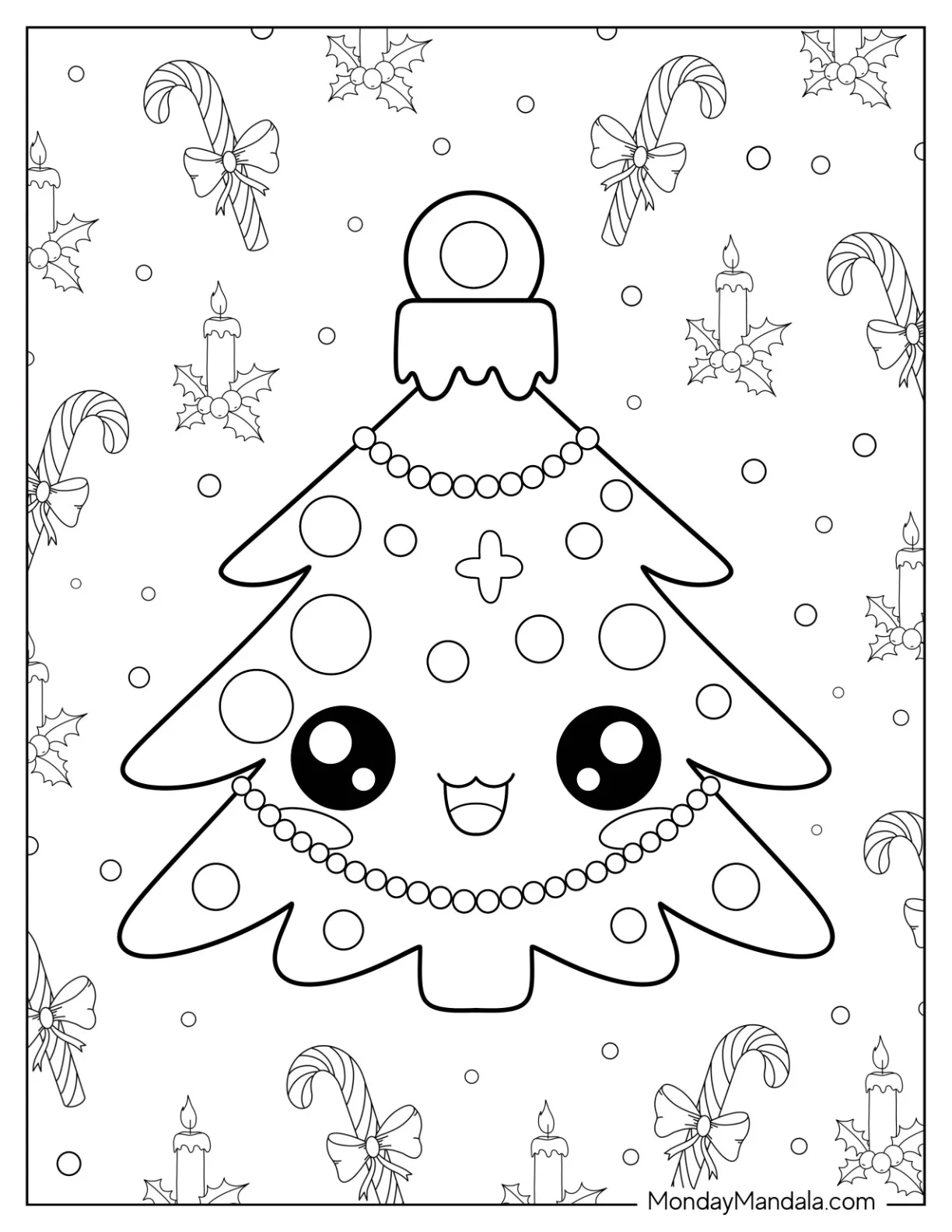 Cartoon Tree Ornament Christmas Ornaments Coloring Page coloring page