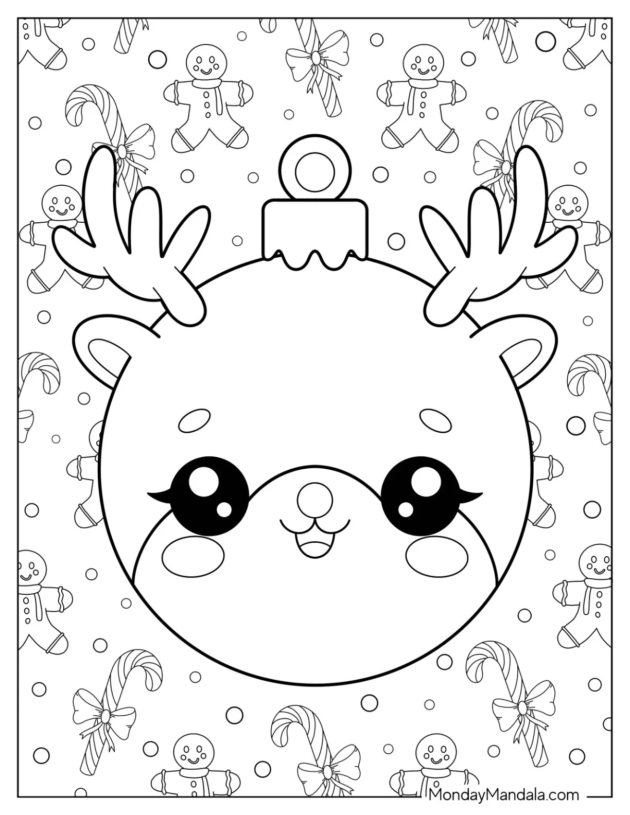 Christmas Ornaments Coloring Page Of Rudolph The Reindeer Bauble coloring page