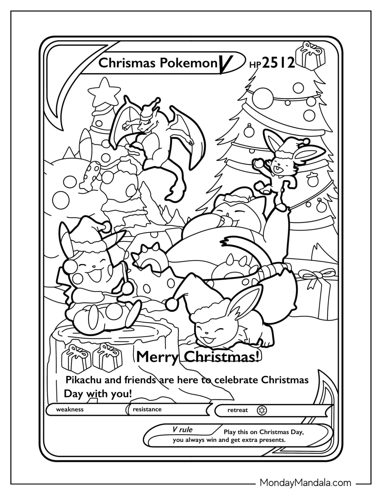 Pokemon Christmas Coloring Page V Card coloring page