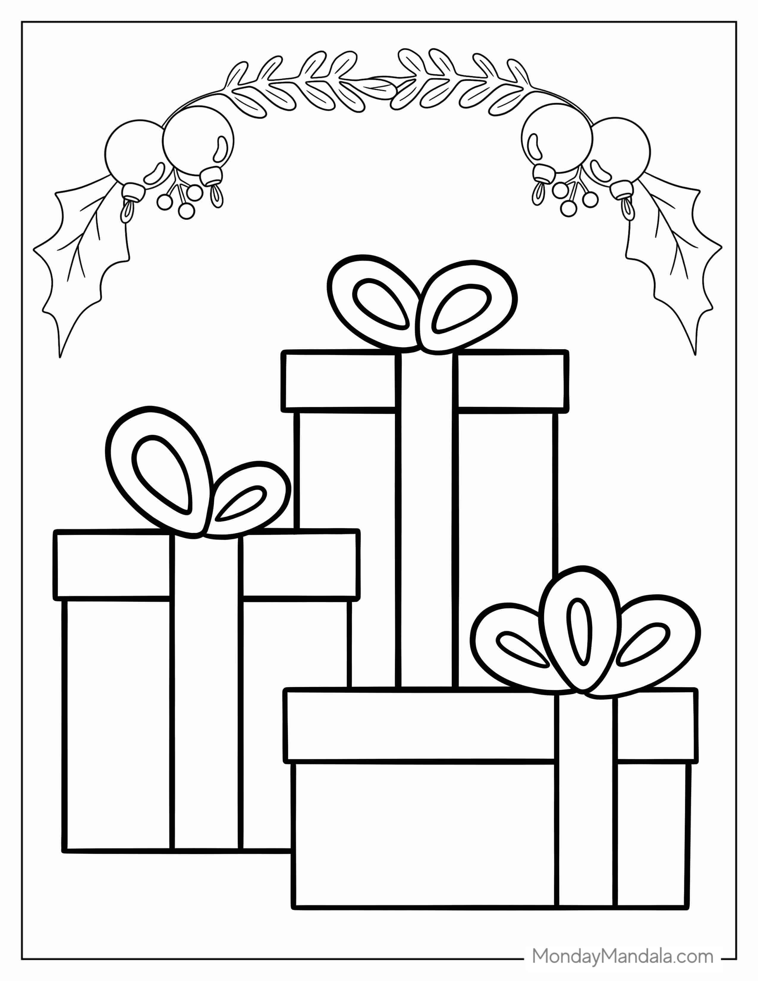 Coloring Page Of Easy Christmas Presents For Preschoolers coloring page