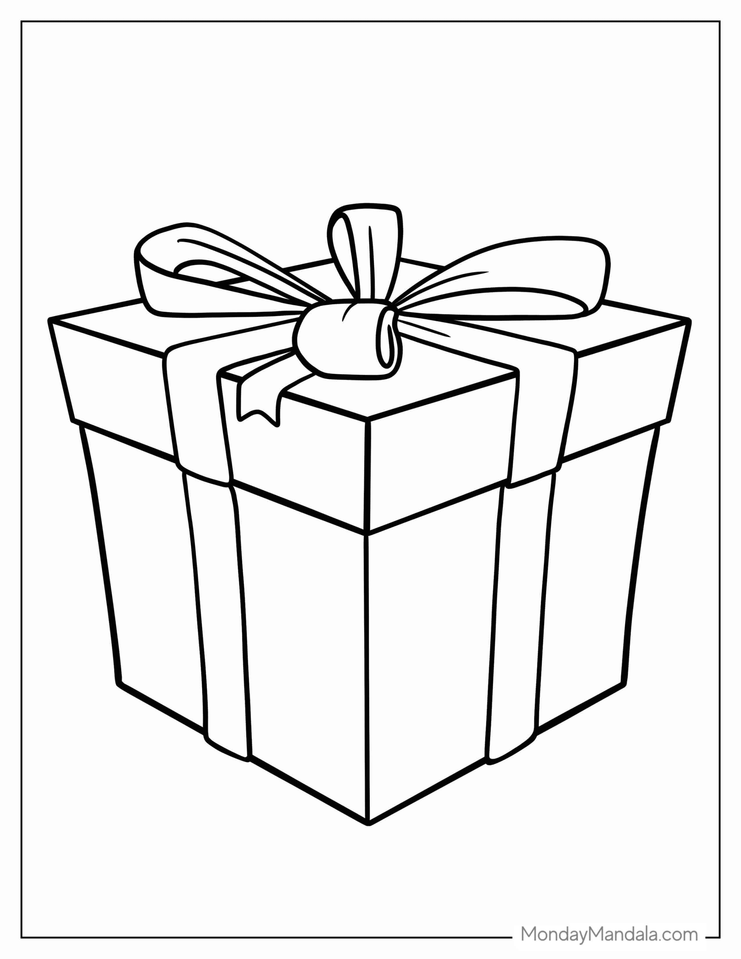 Jumbo Present With Big Bow To Color For Kids coloring page