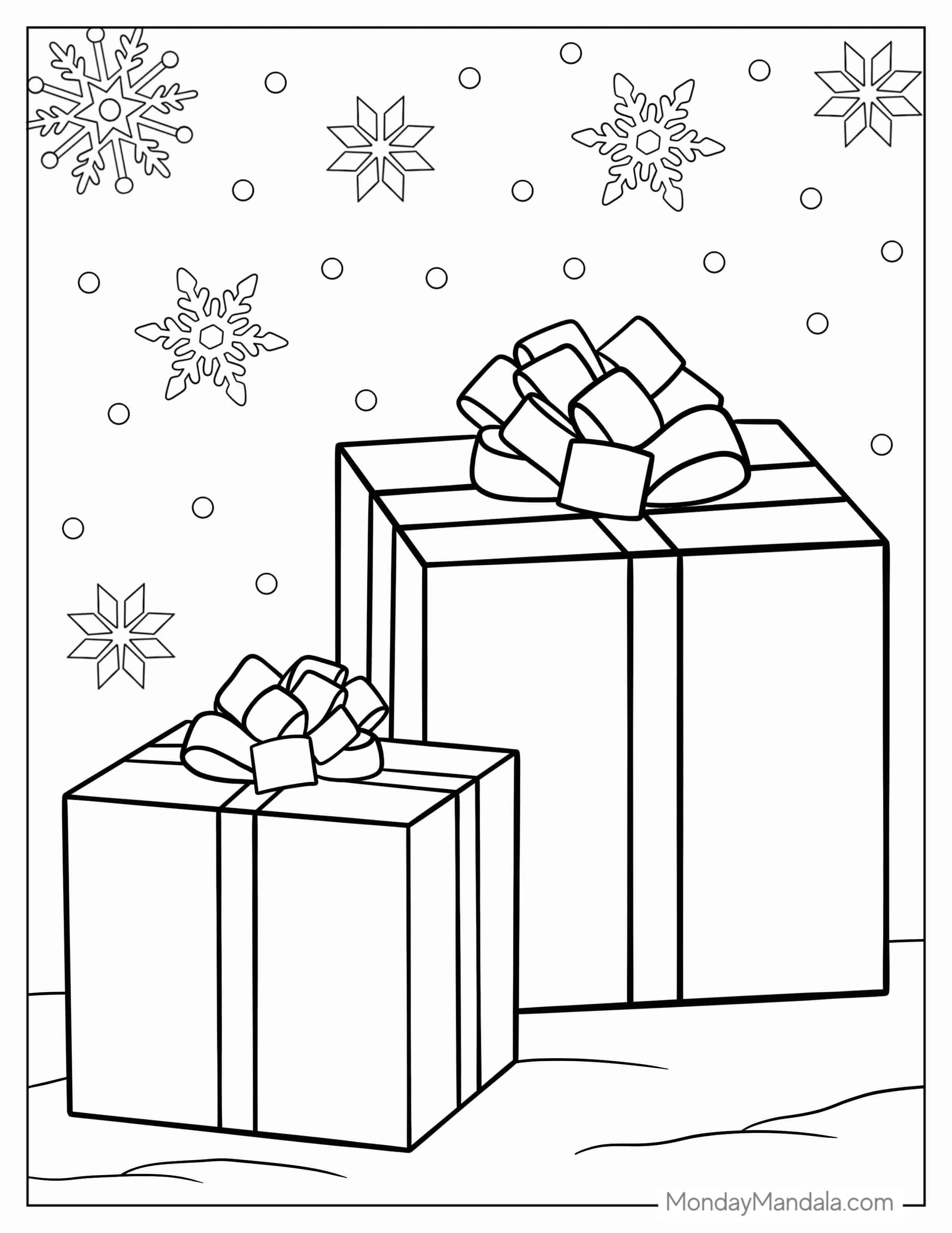 Large Christmas Presents To Color coloring page