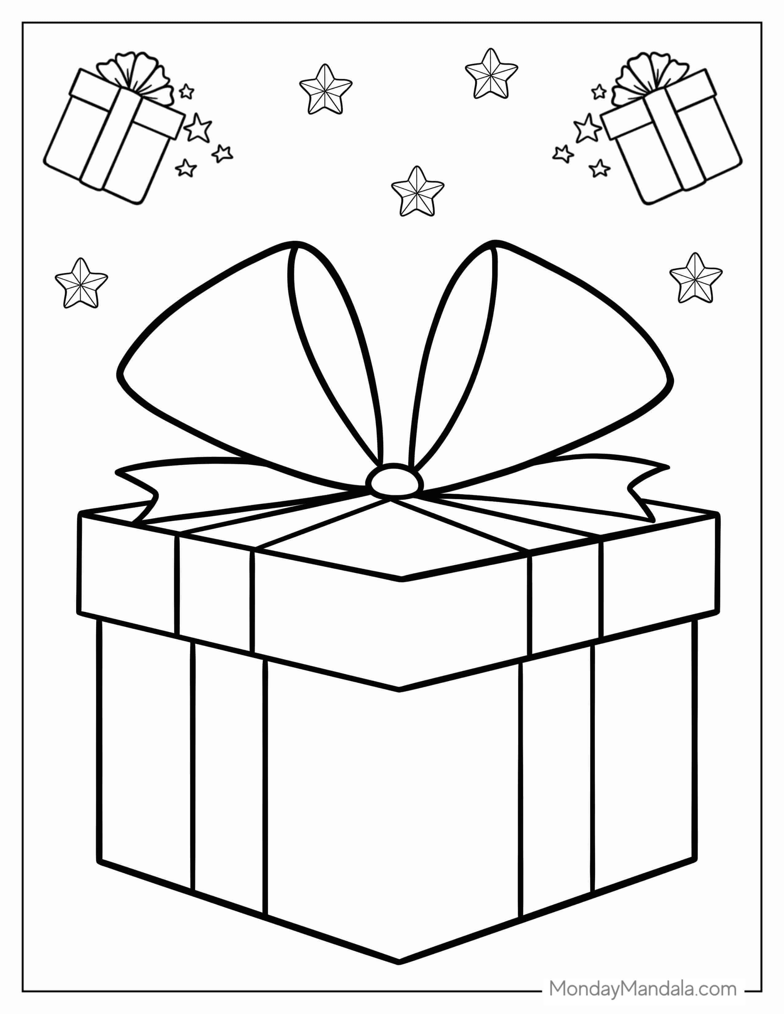 Simple Outline Of a Present To Color coloring page