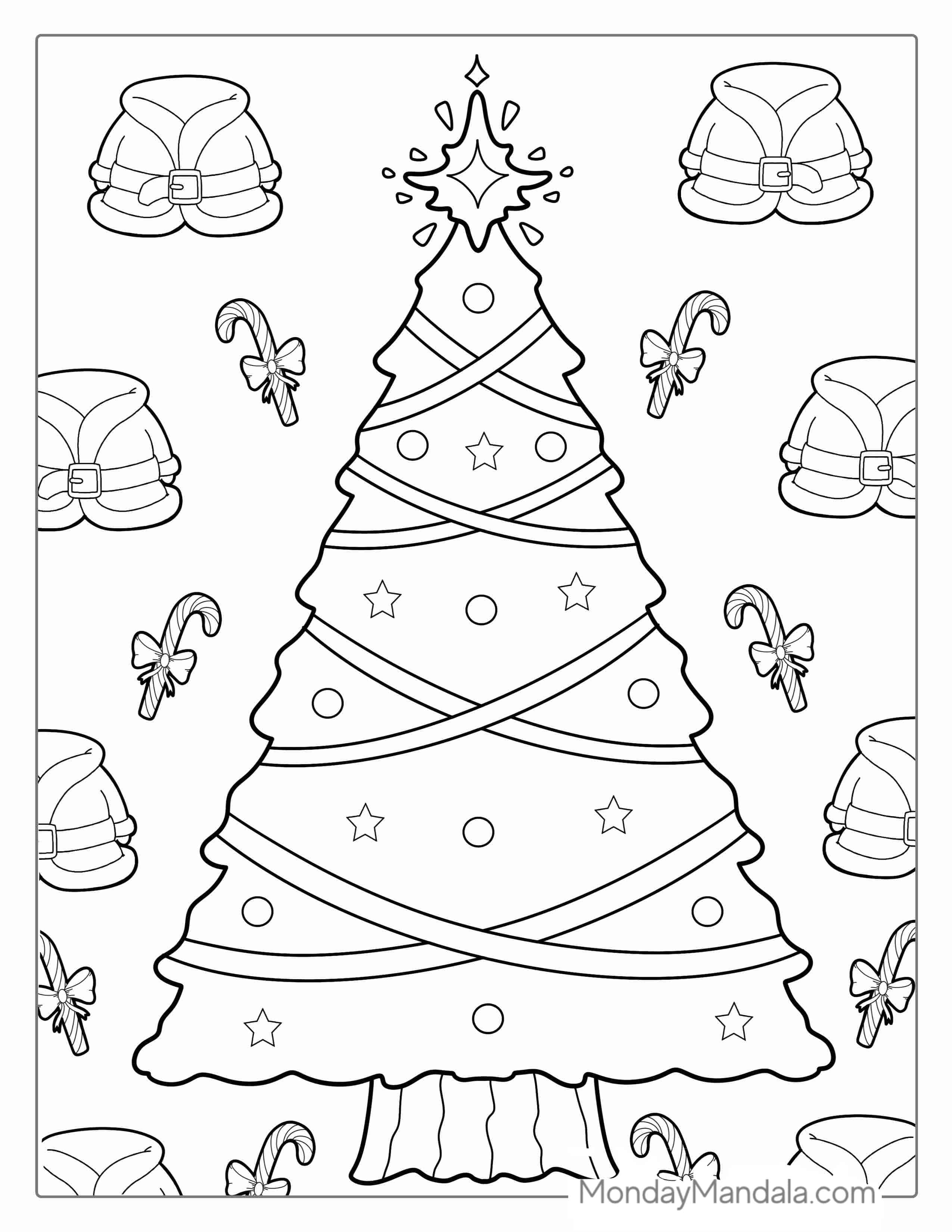 Christmas Tree With Decorations To Color coloring page