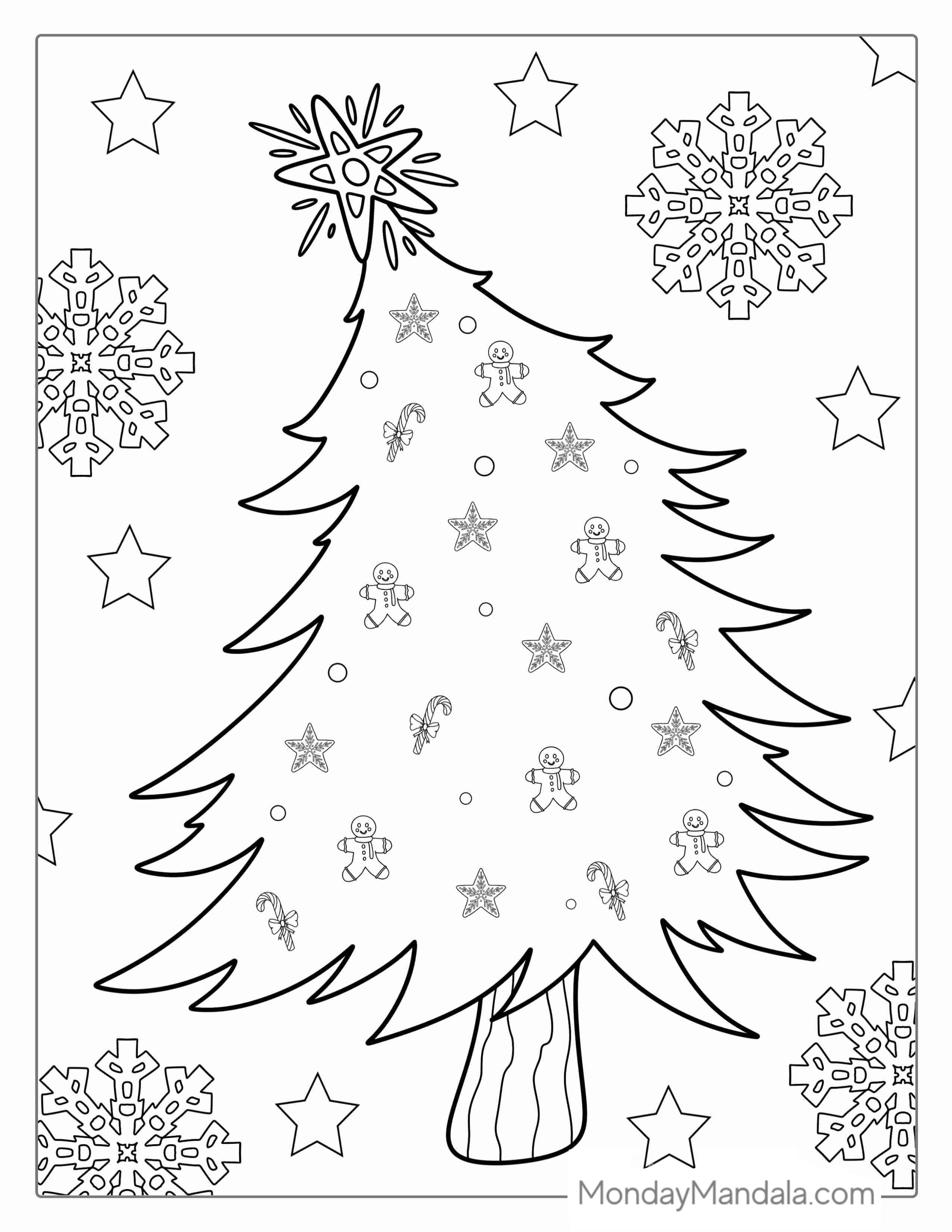 Christmas Tree With Large Star Light coloring page