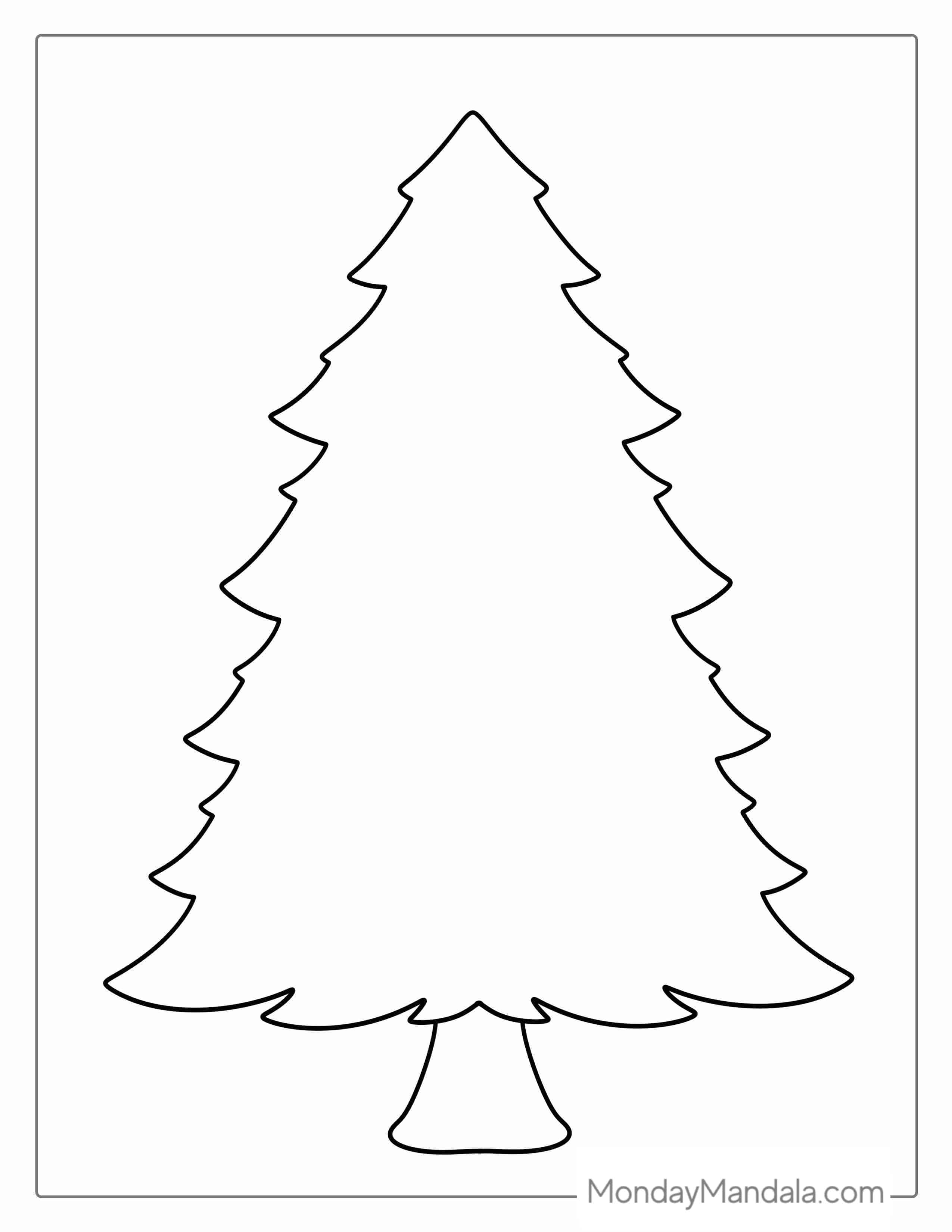 Easy Outline Of Christmas Tree Template For Preschoolers coloring page