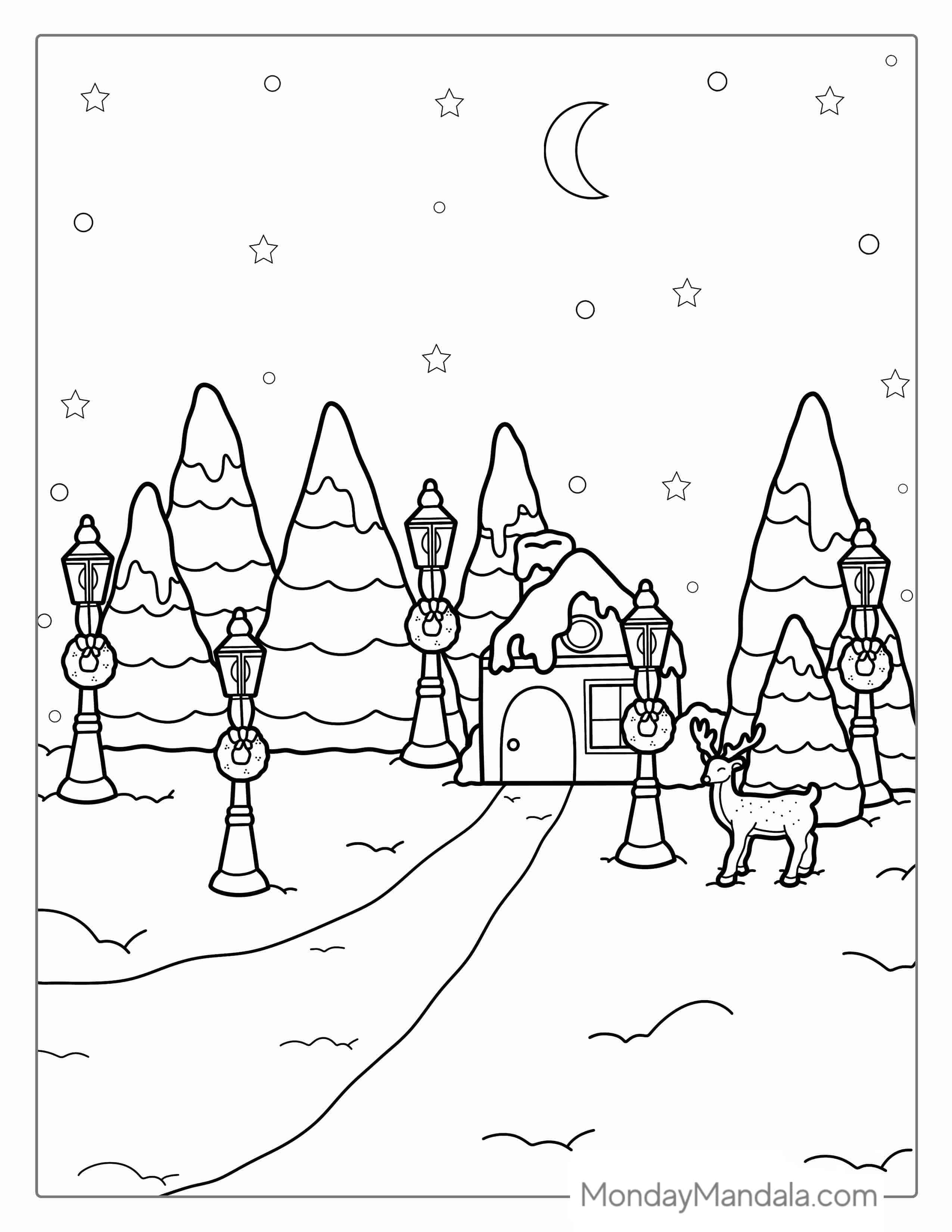 North Pole Christmas Tree Coloring Page coloring page