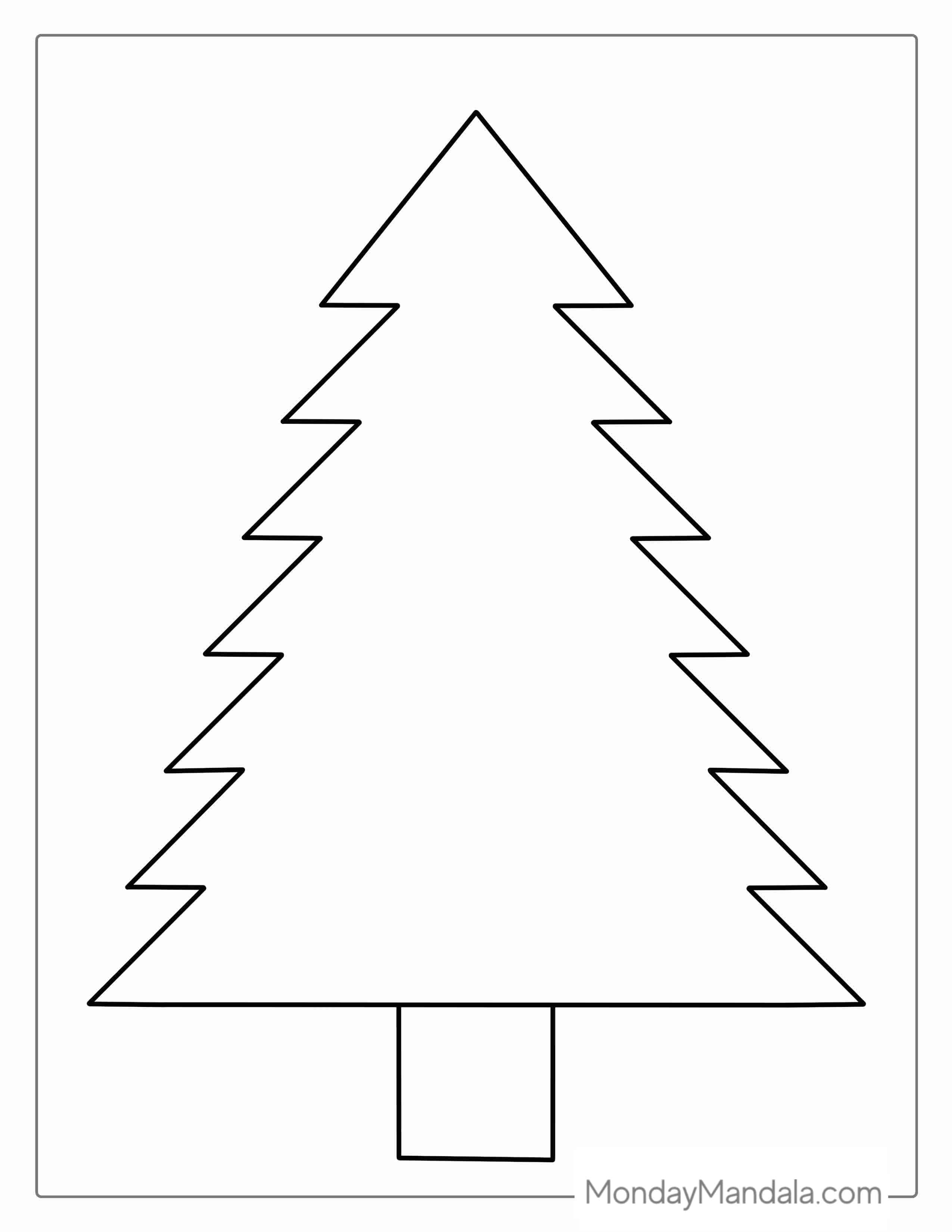 Simple Outline Of Christmas Tree Template To Color For Toddlers coloring page