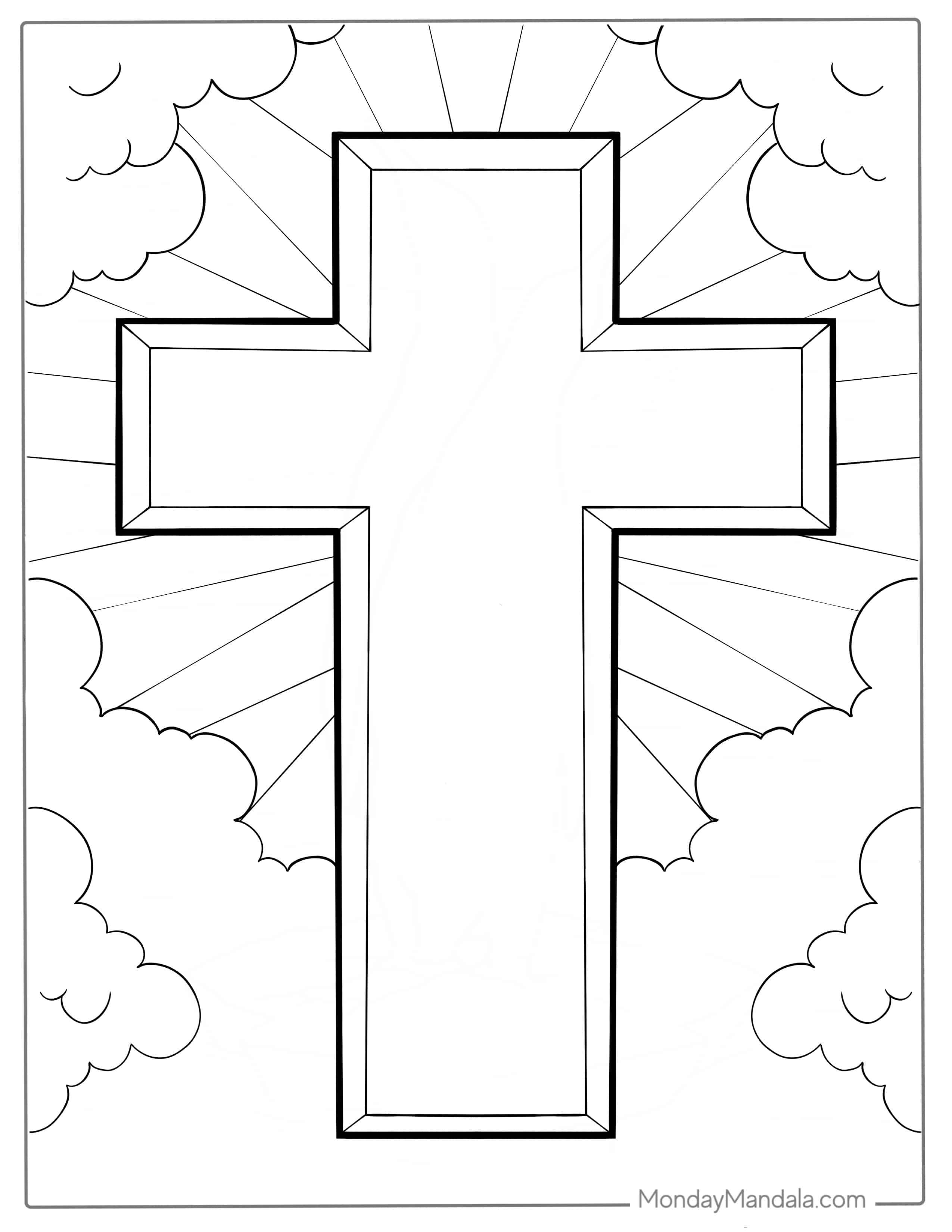 Easy Cross Coloring Sheet For Kids coloring page — printable line art
