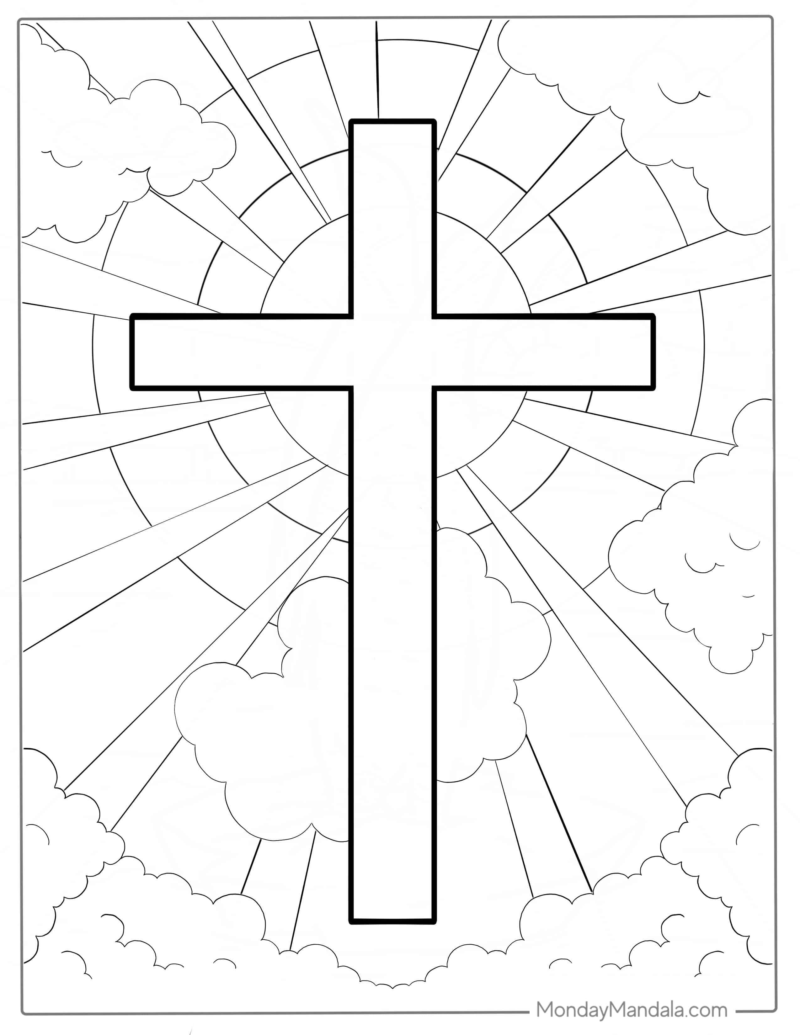 Easy Sunday School Cross For Coloring coloring page