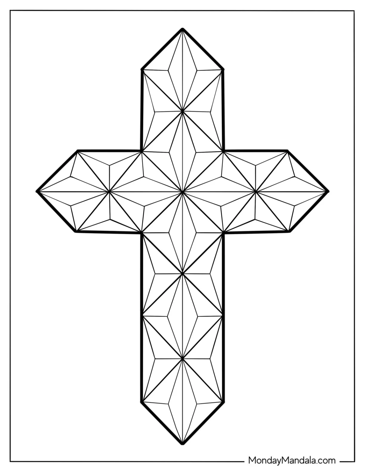 Geometric Cross Coloring Page coloring page