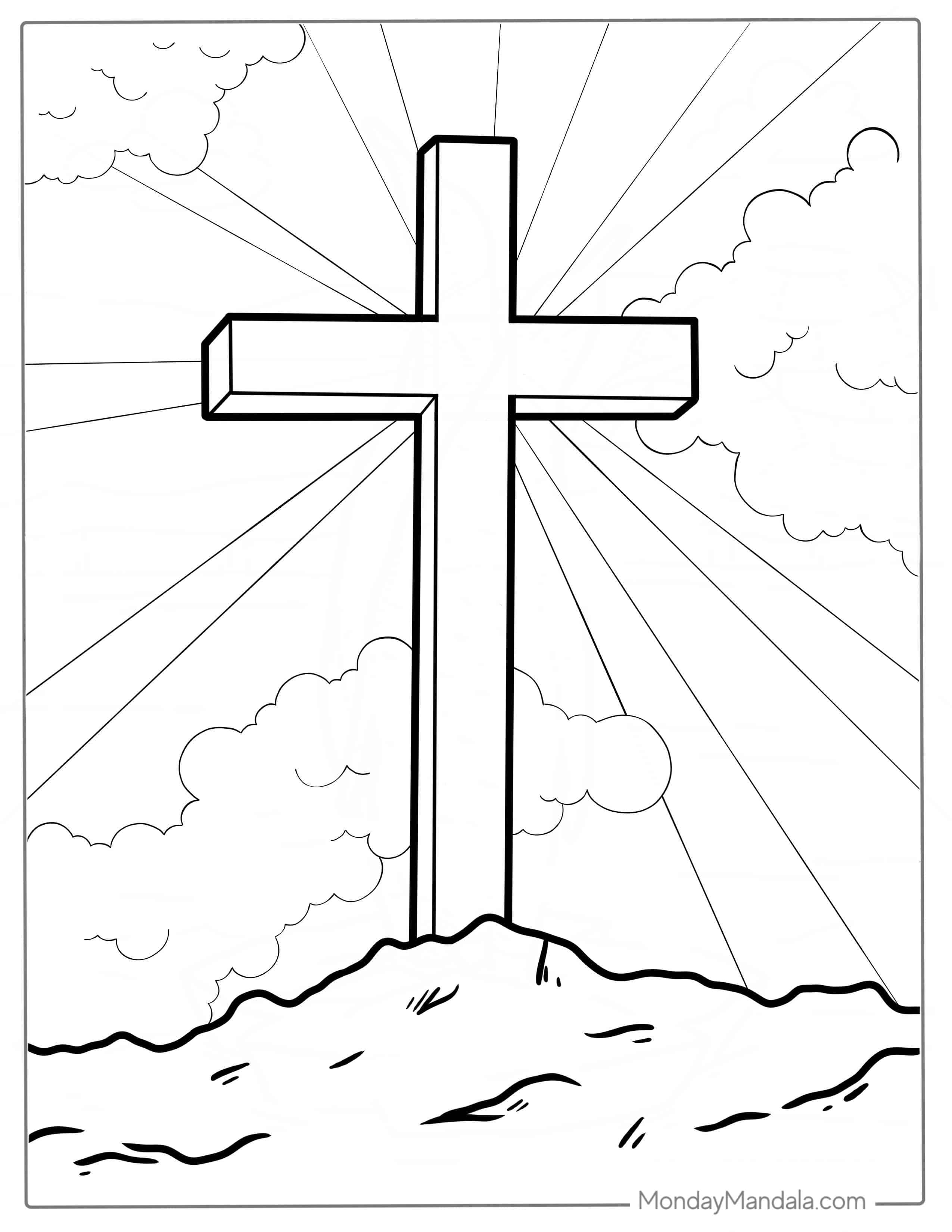 Outline Of Cross To Color For Preschoolers coloring page