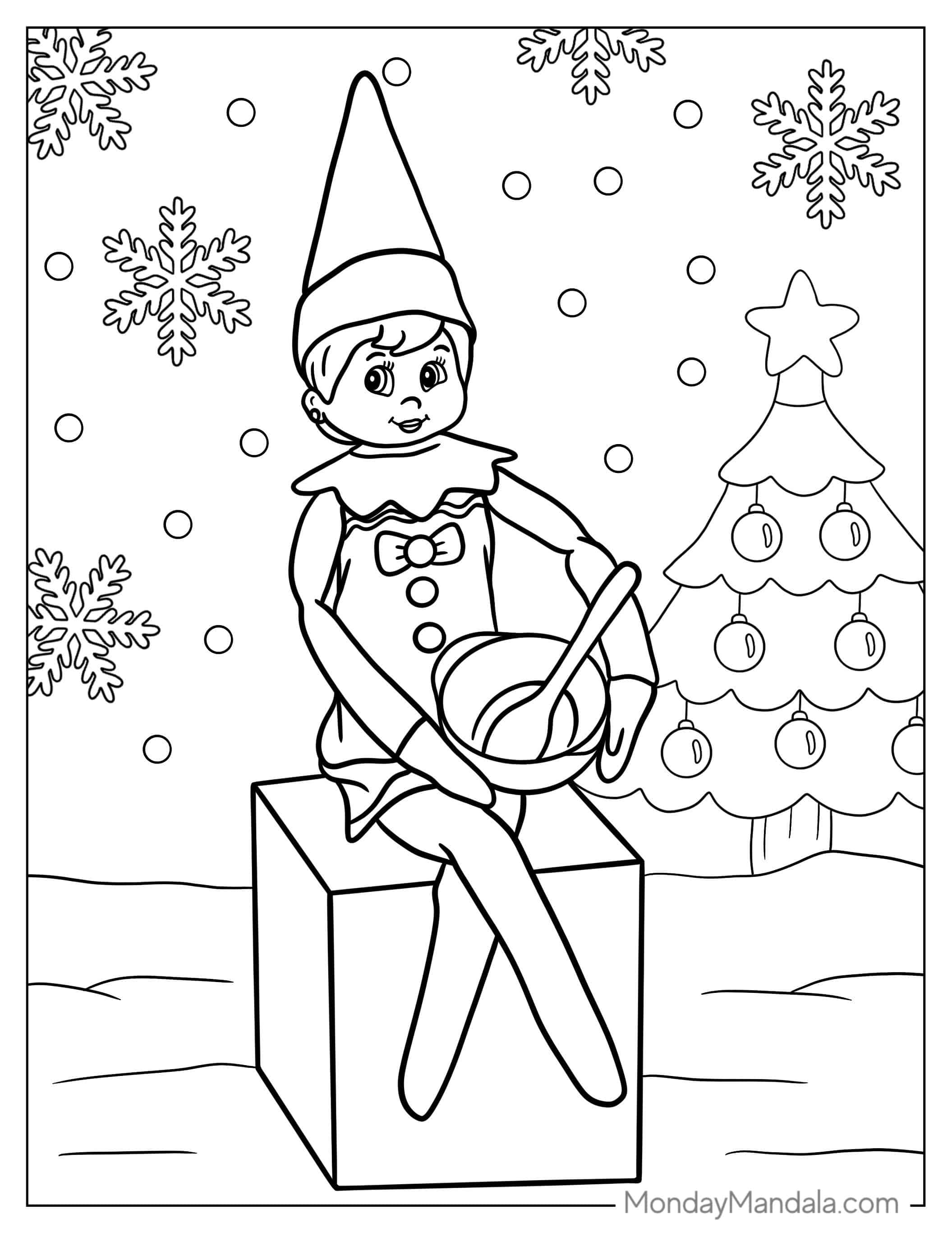 Christmas Themed Elf On The Shelf coloring page