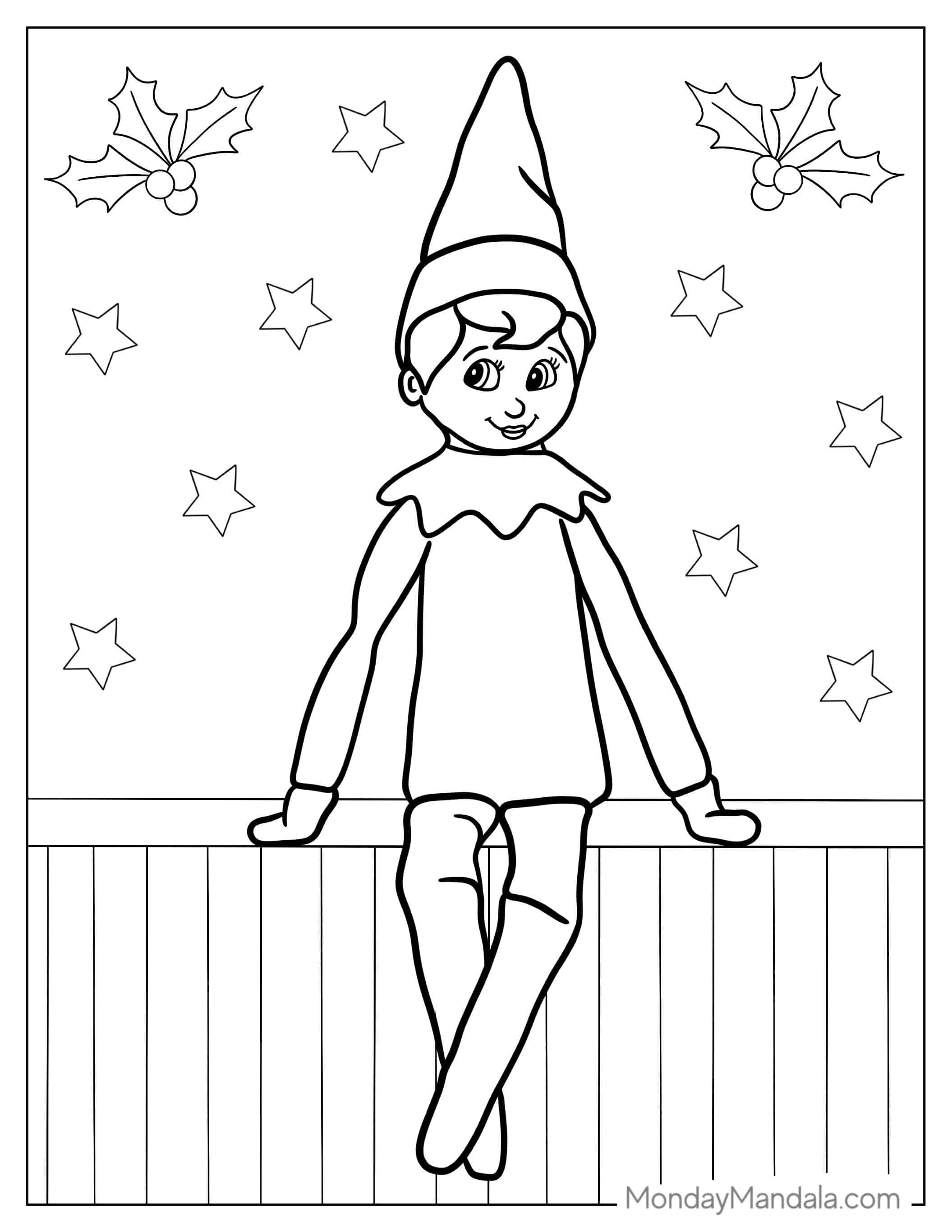 Coloring Page Of An Elf On The Shelf With Mistletoes coloring page