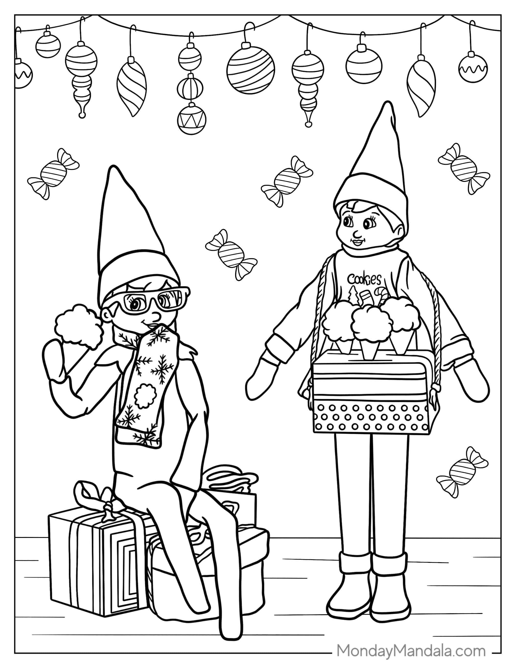 Coloring Sheet Of Elf On The Shelf Characters coloring page