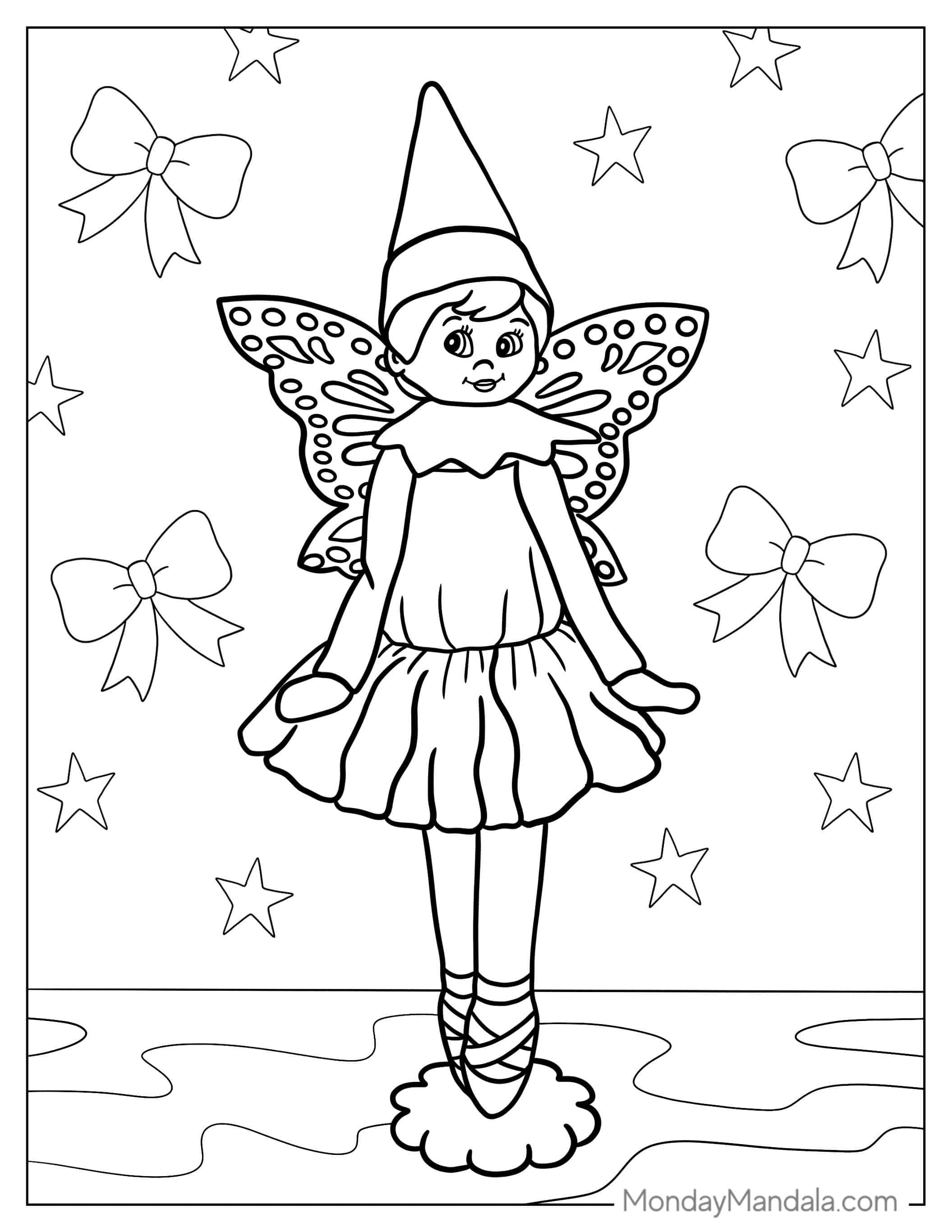 Girl Fairy Elf On The Shelf To Color coloring page