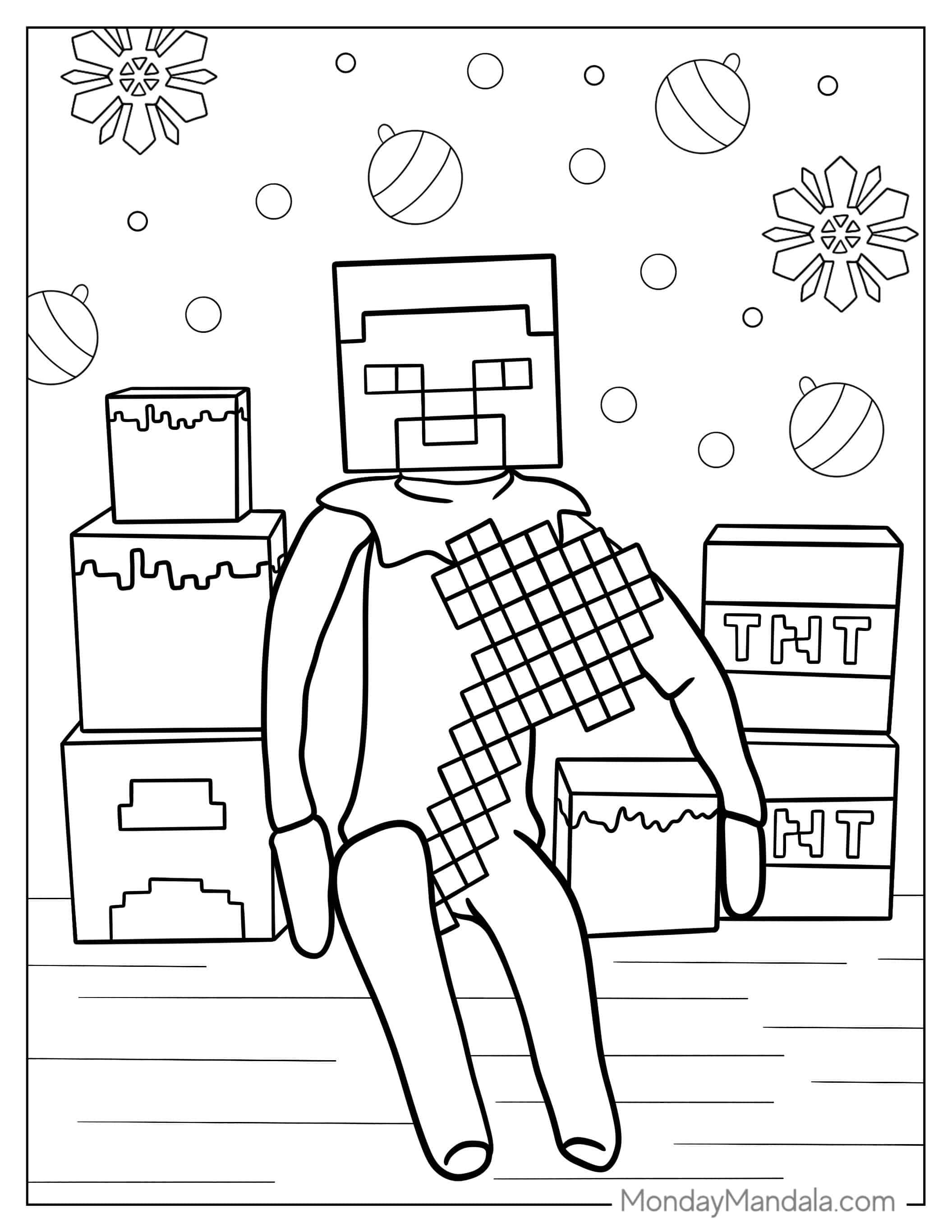 Minecraft Themed Elf On The Shelf Coloring Sheet coloring page — printable line art
