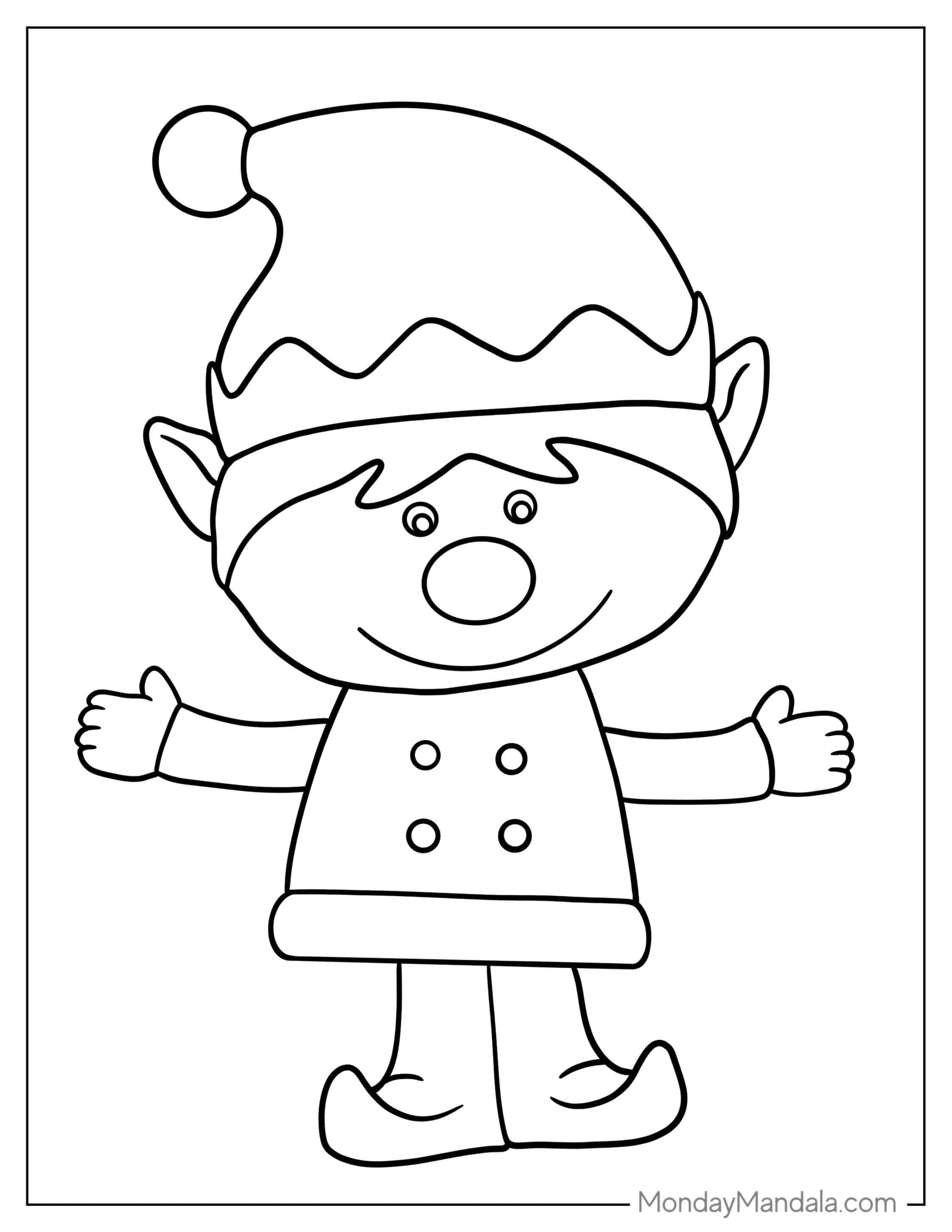 Easy Outline Of An Elf To Color For Kids coloring page