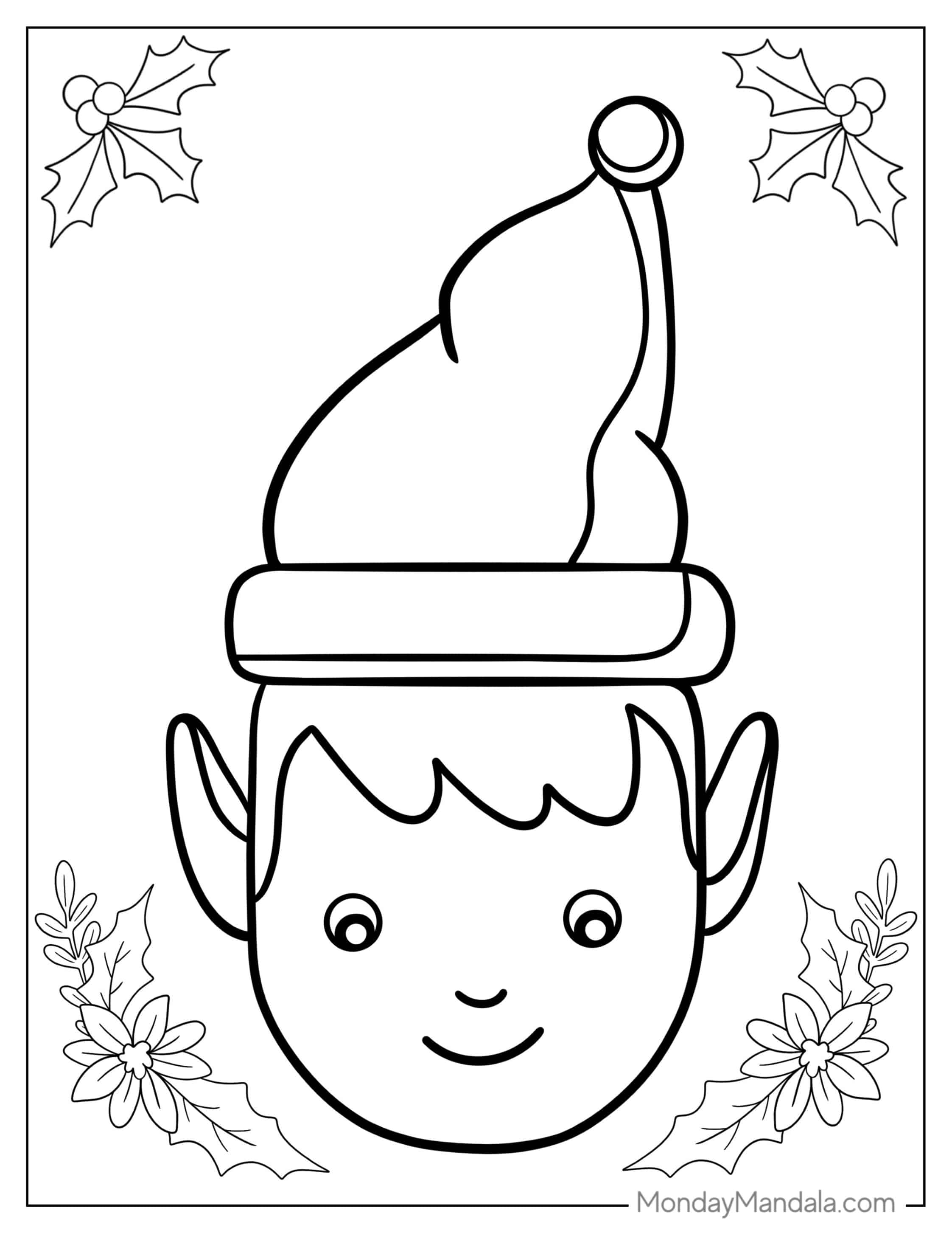 Elf Face Coloring Sheet For Kids coloring page