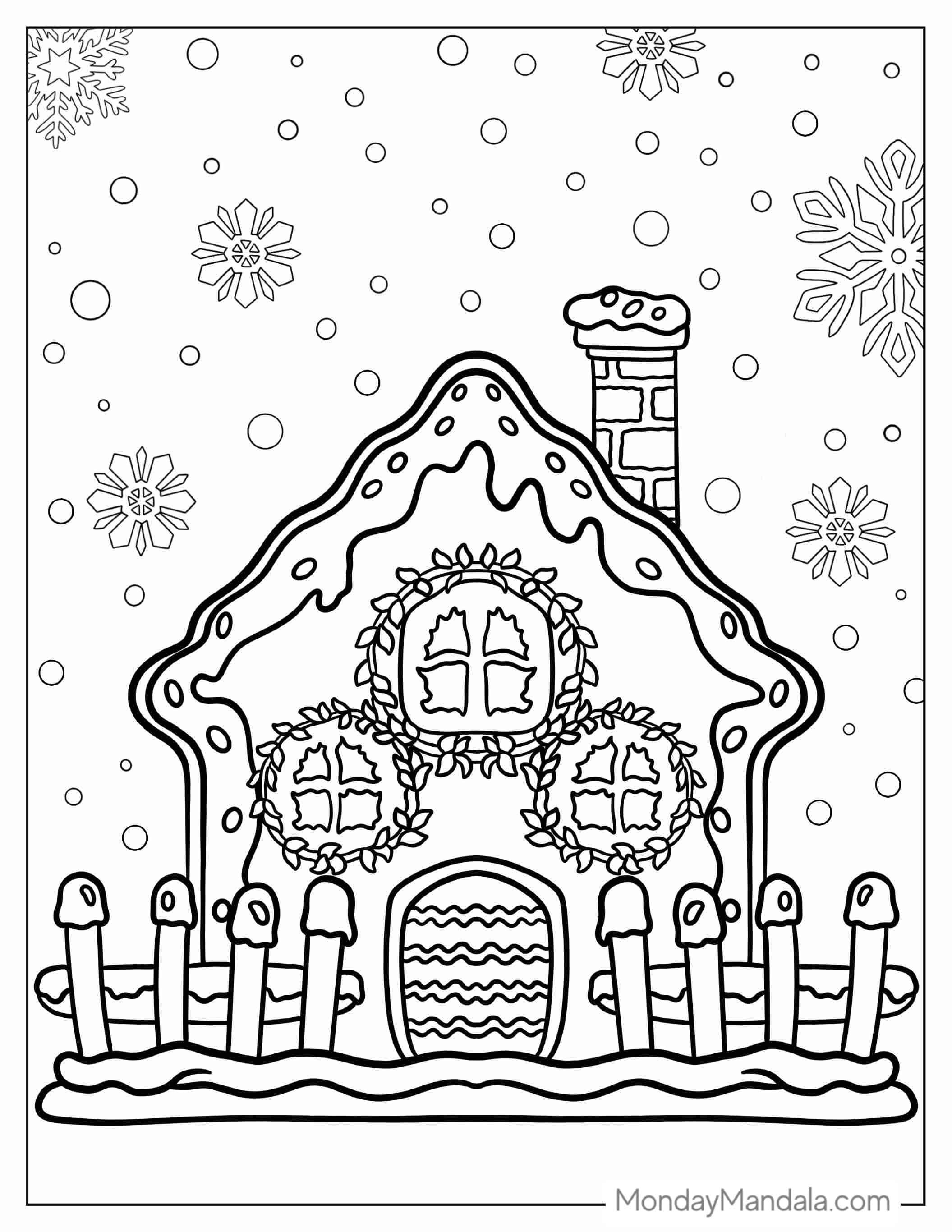 Christmas Themed Gingerbread House coloring page