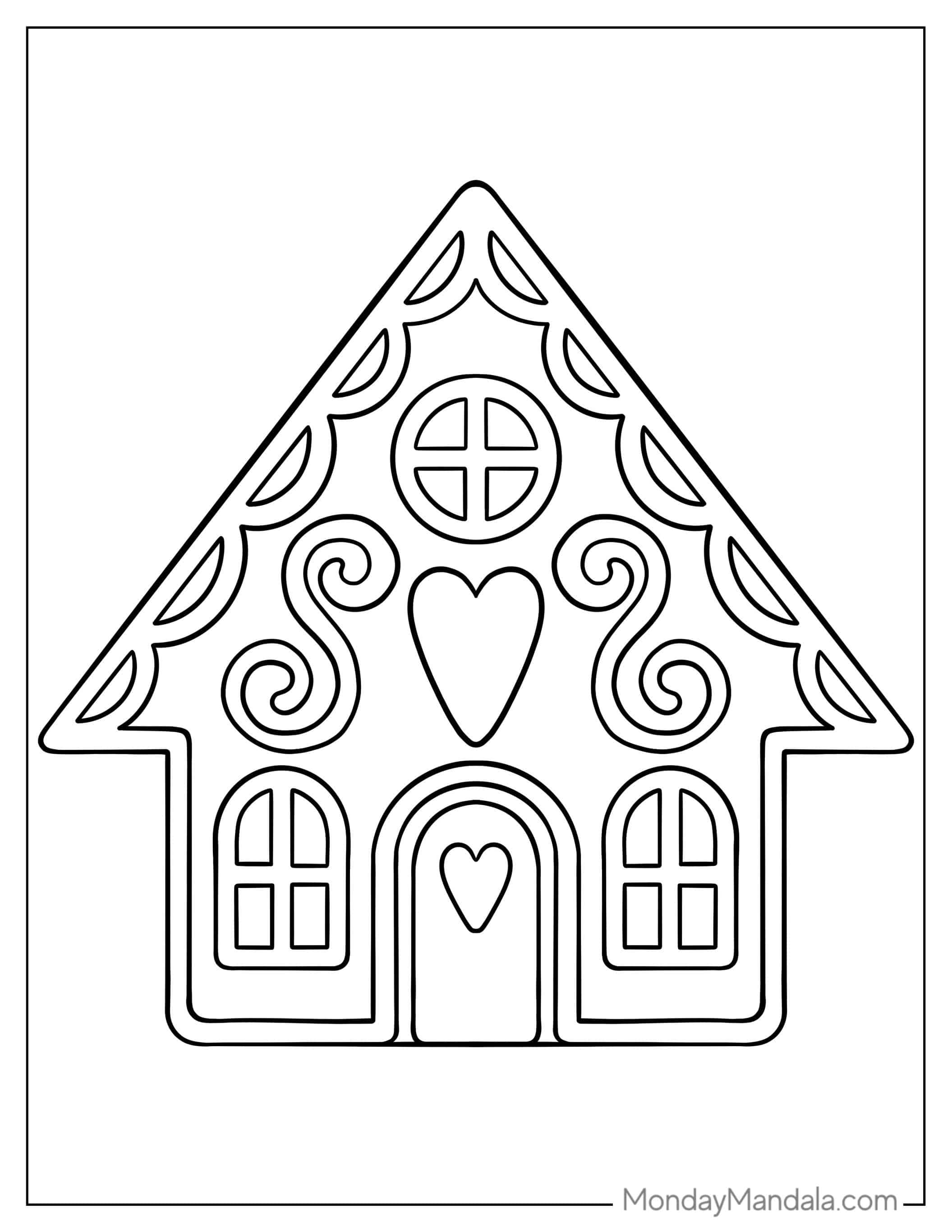 Coloring Page Of a Gingerbread House For Preschoolers coloring page