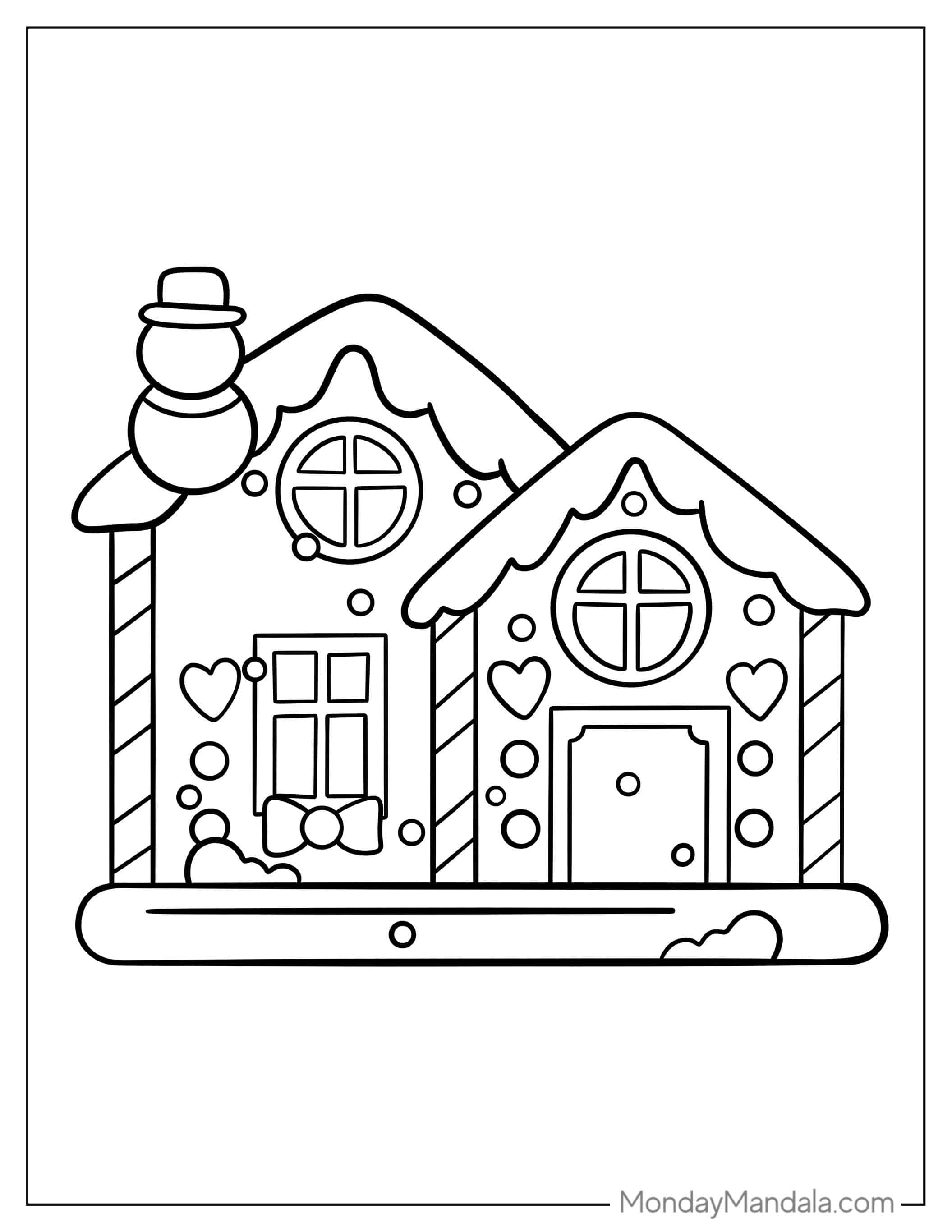 Easy Outline Of a Gingerbread House For Toddlers coloring page