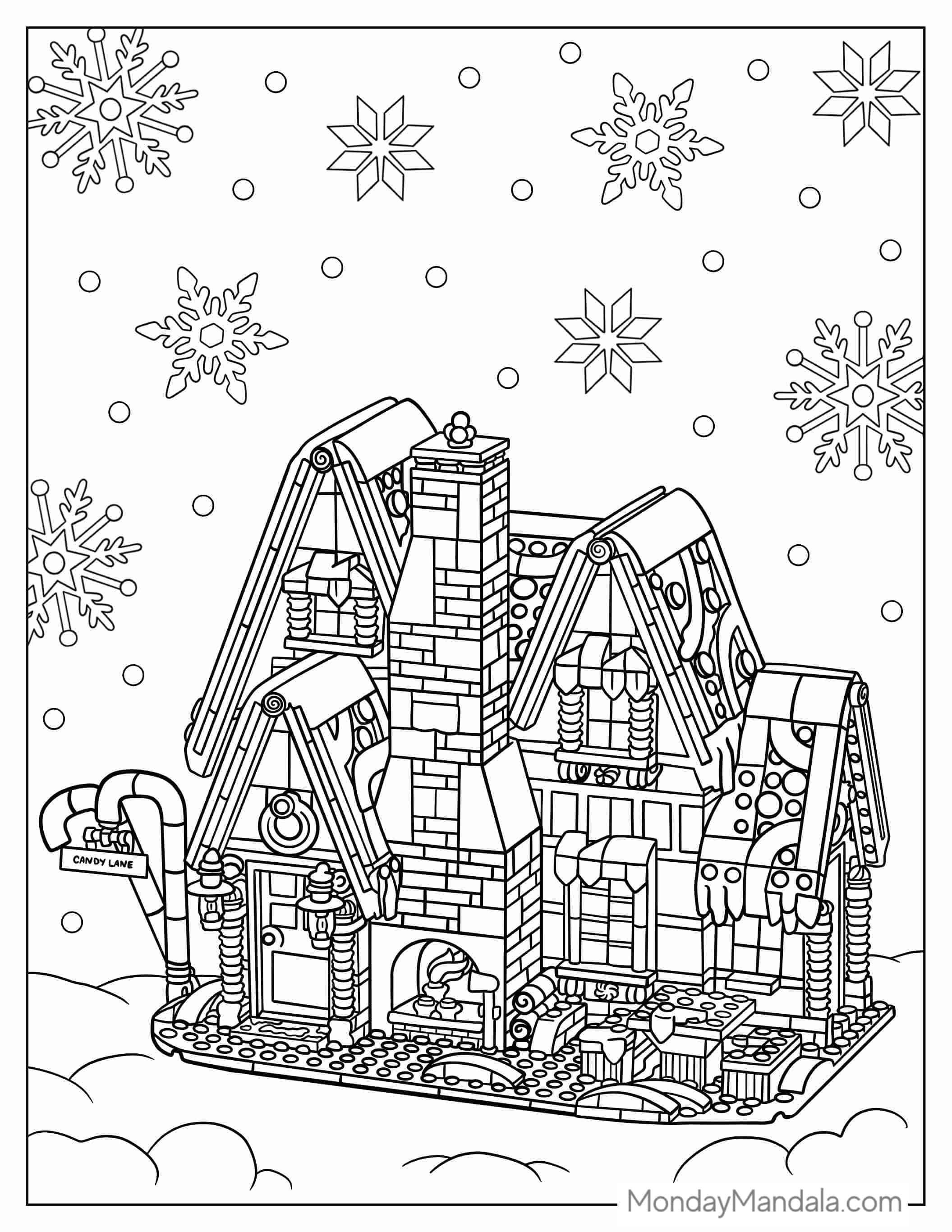 Lego Gingerbread House Coloring Page coloring page — printable line art