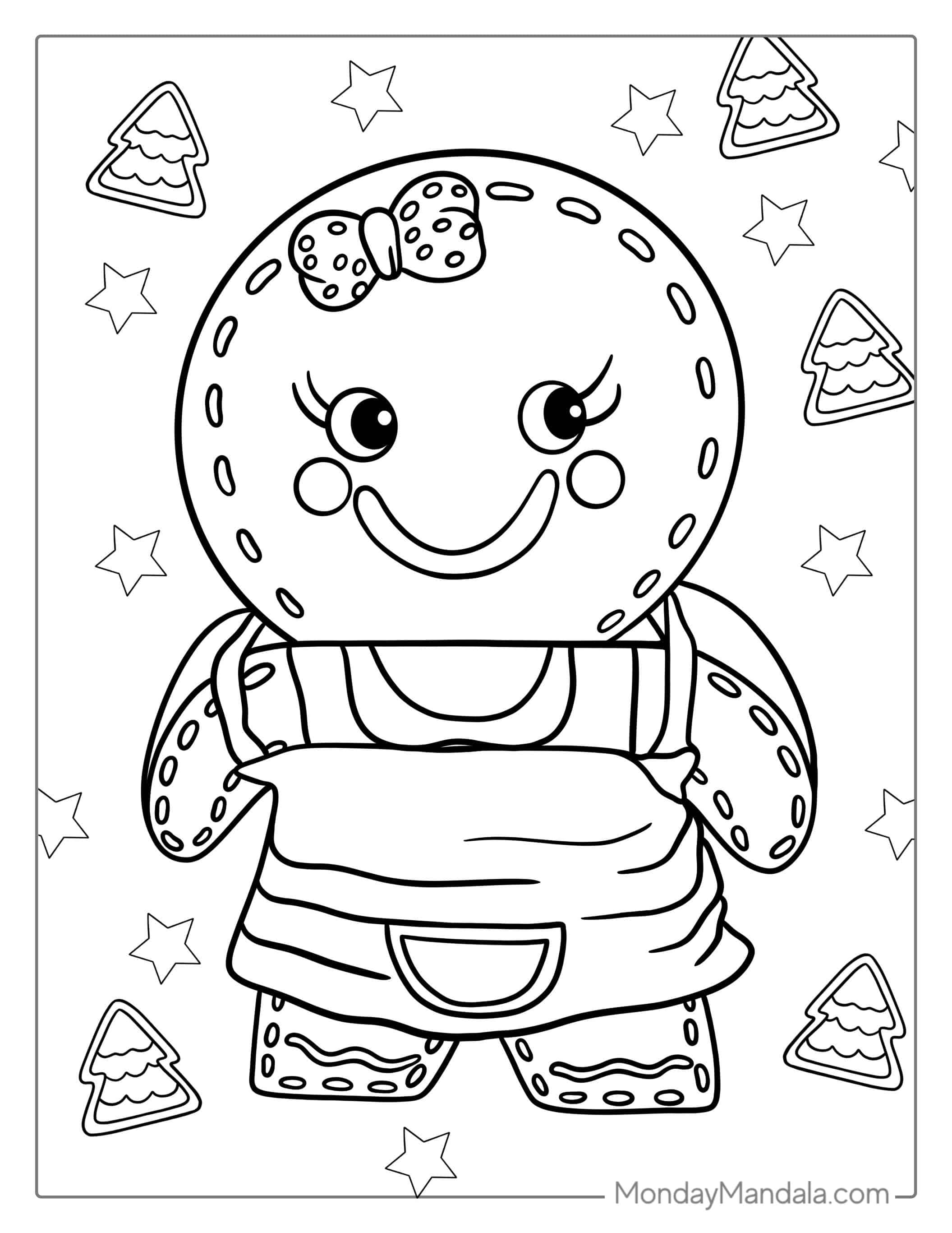 Gingerbread Lady Coloring Page For Kids coloring page — printable line art