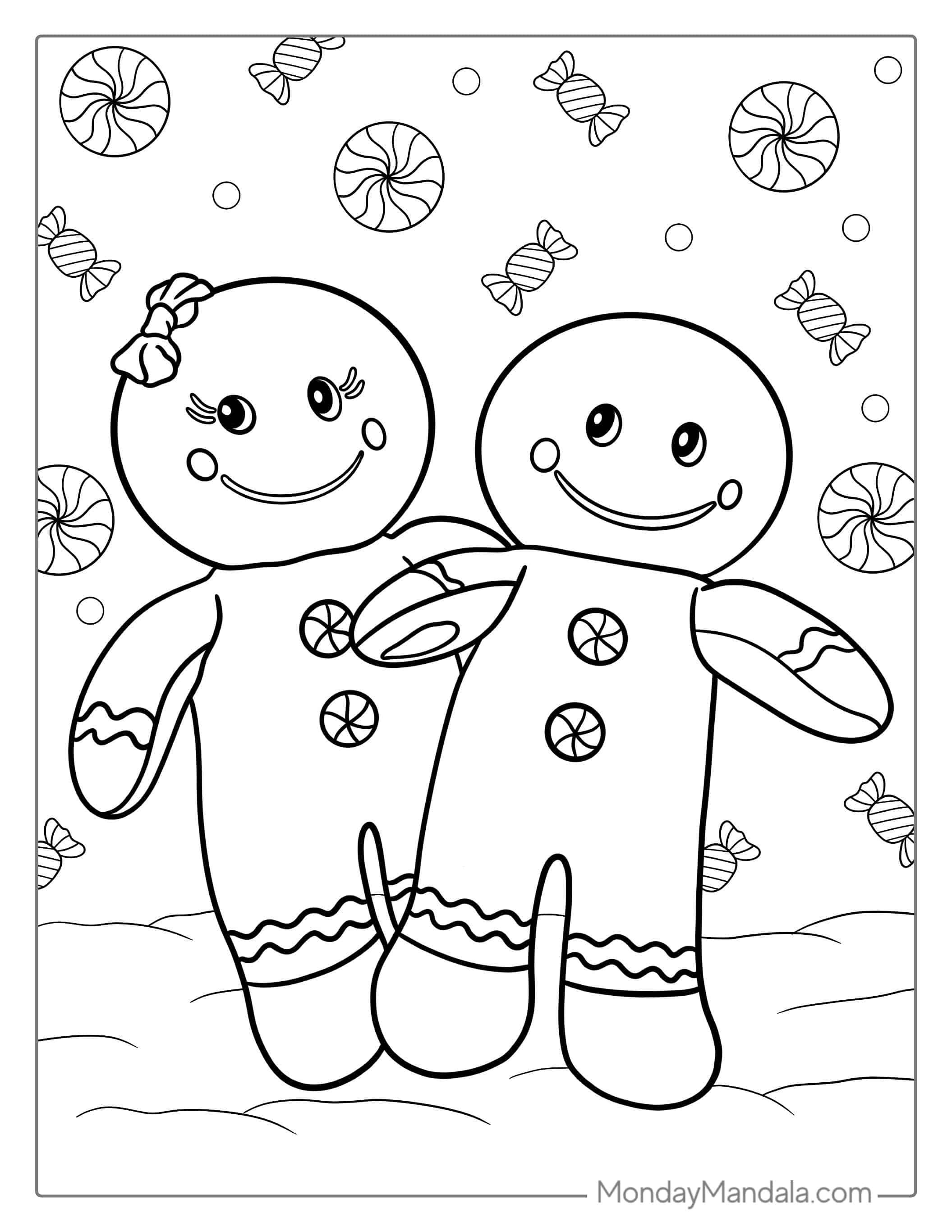 Gingerbread Man And Lady Coloring Sheet coloring page