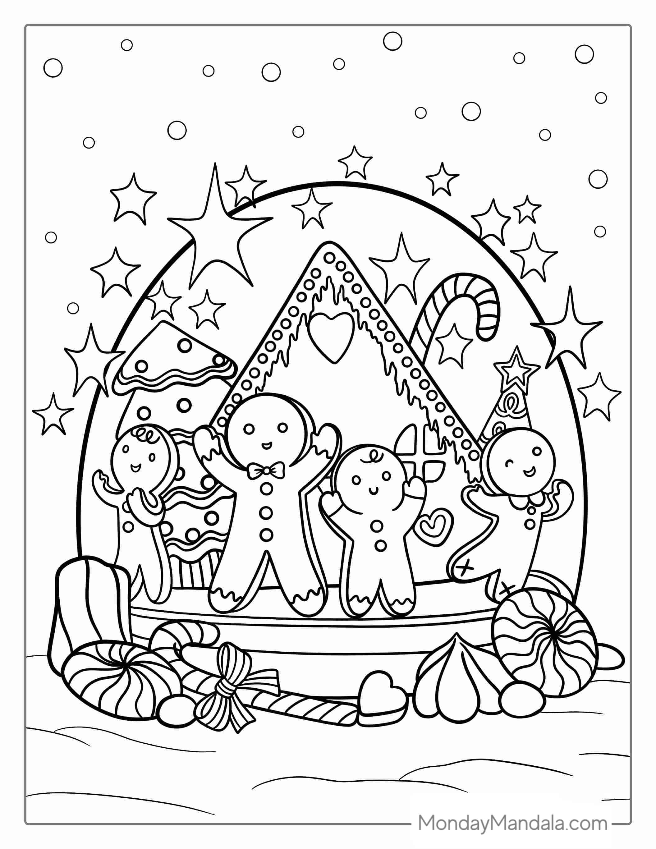 Gingerbread Men In Snow Globe To ColorGingerbread Men In Snow Globe To Color coloring page