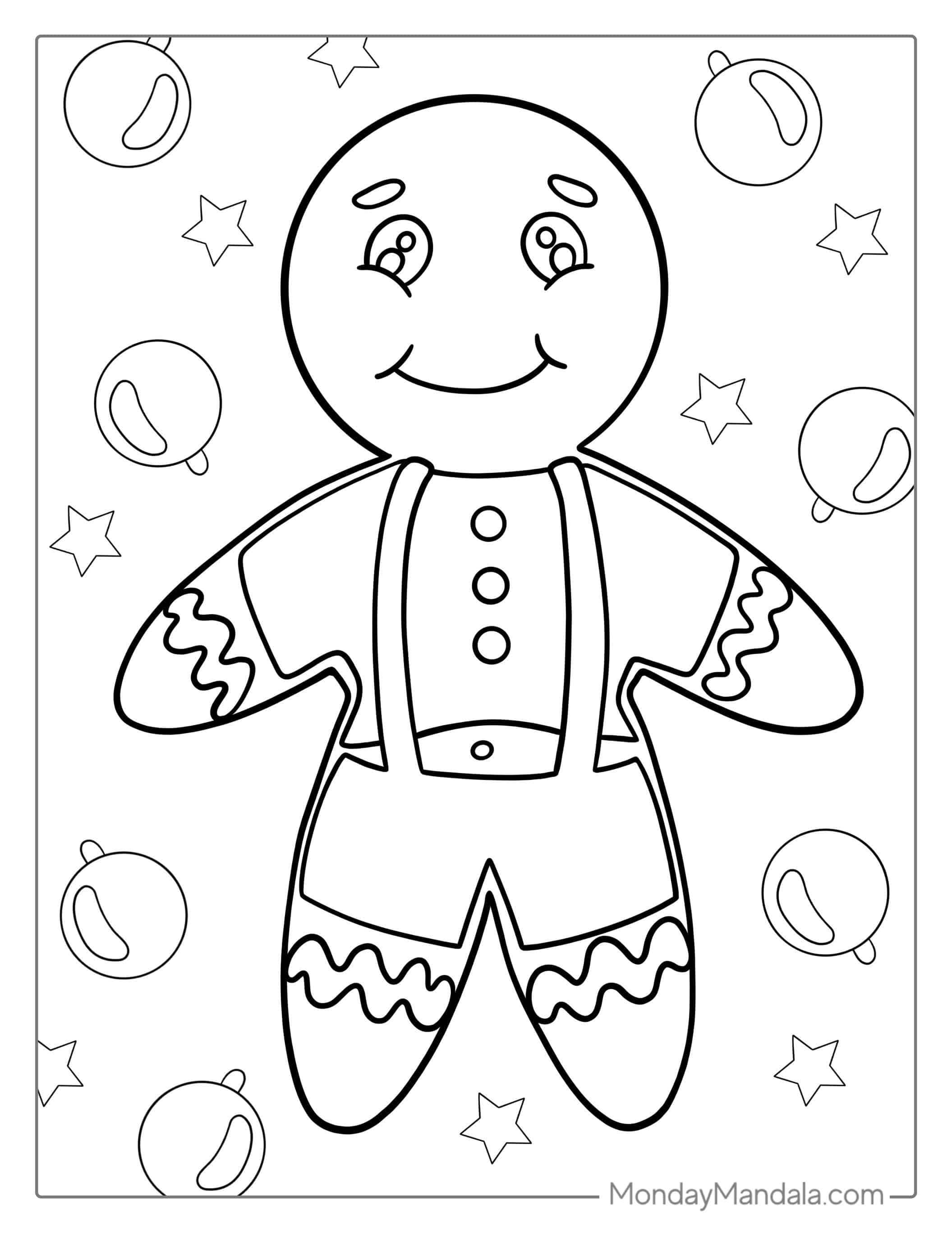 Smiling Gingerbread Man Coloring Picture coloring page