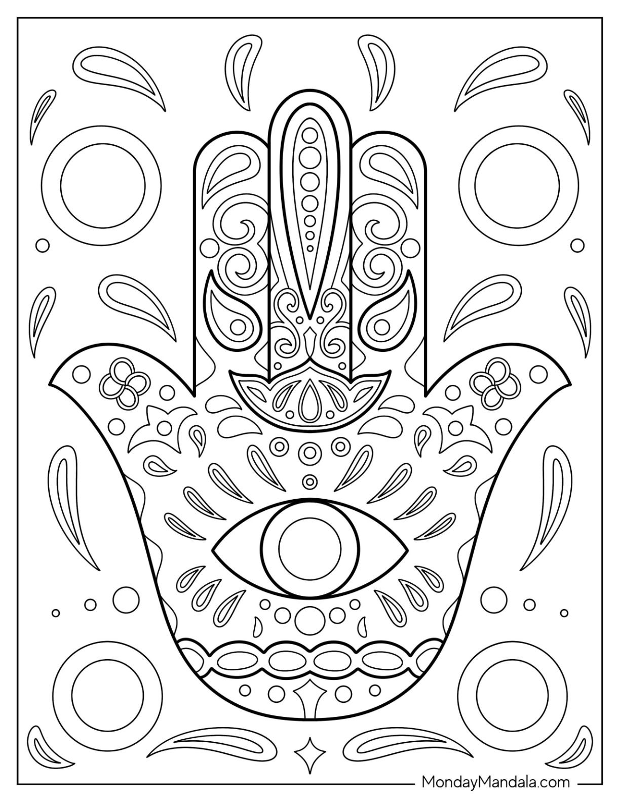 Detailed Hamsa Coloring Page coloring page