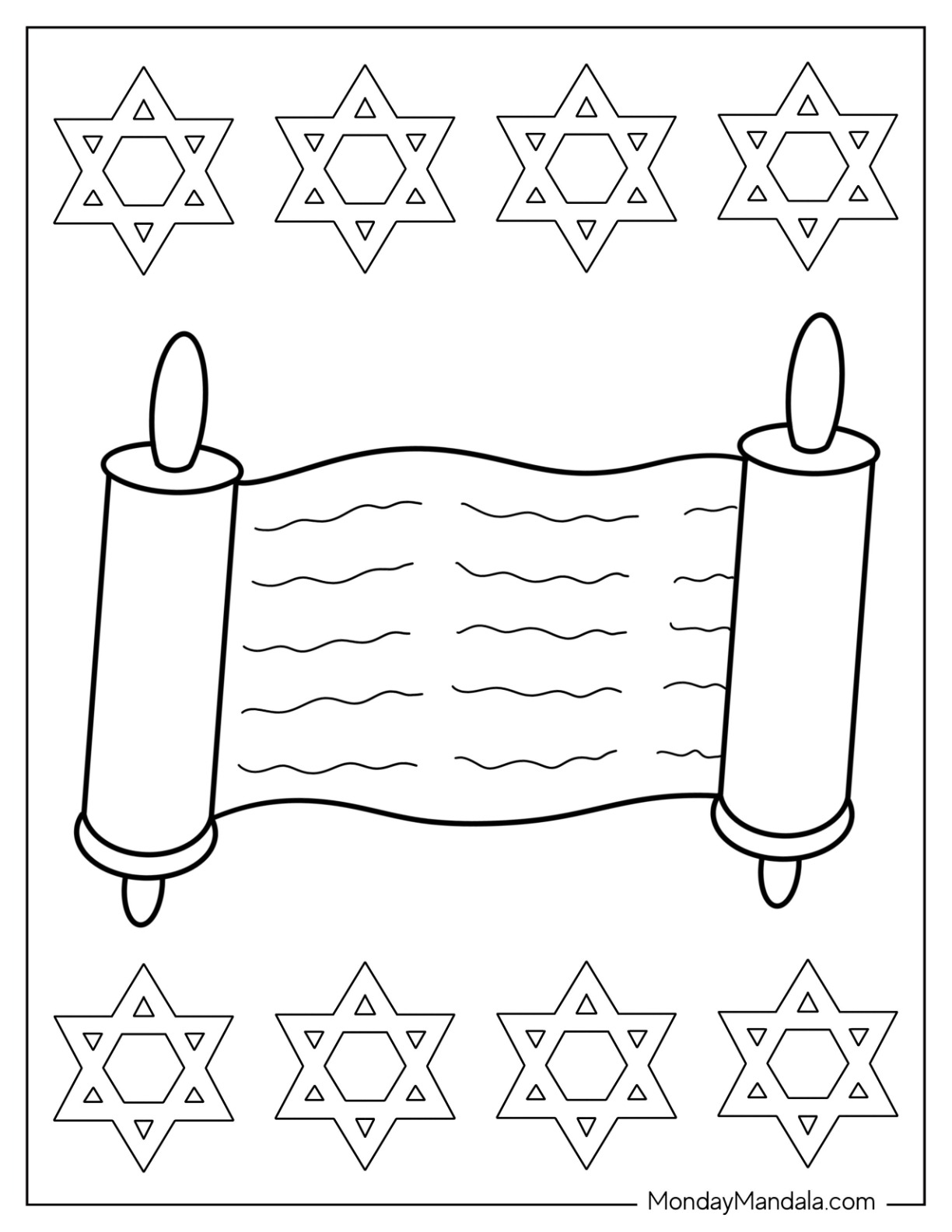 Hanukkah The Scroll of Antiochus With Star Of David coloring page