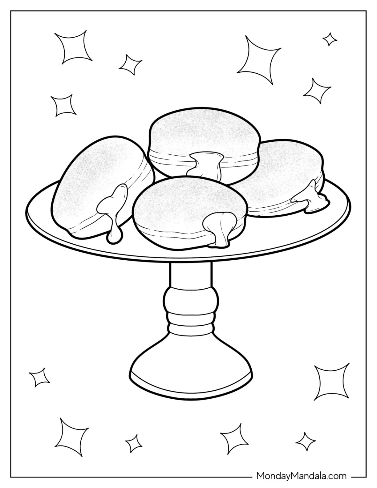 Realistic Sufganiyot Coloring Page coloring page