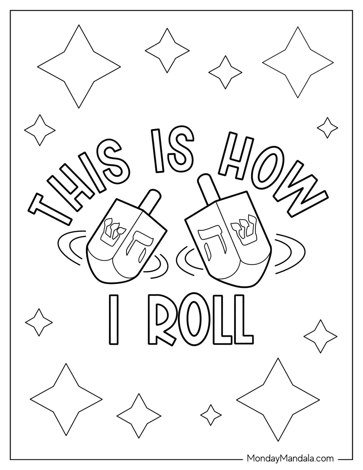 This Is How I Roll Dreidels Coloring Sheet coloring page