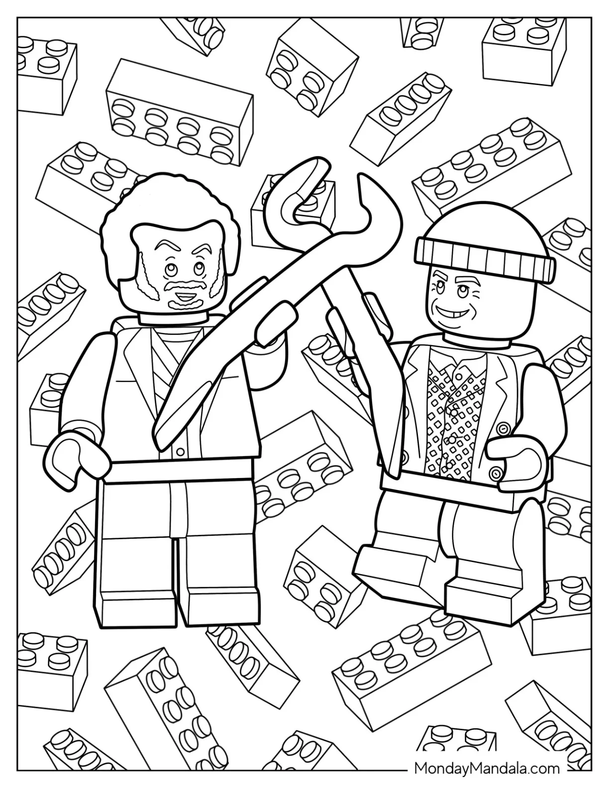 Cute Home Alone Coloring Page Of Marv And Harry Lego coloring page — printable line art