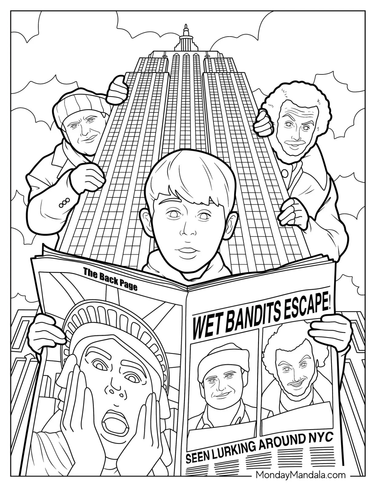 Home Alone Coloring Page Of In NYC With Wet Bandits coloring page
