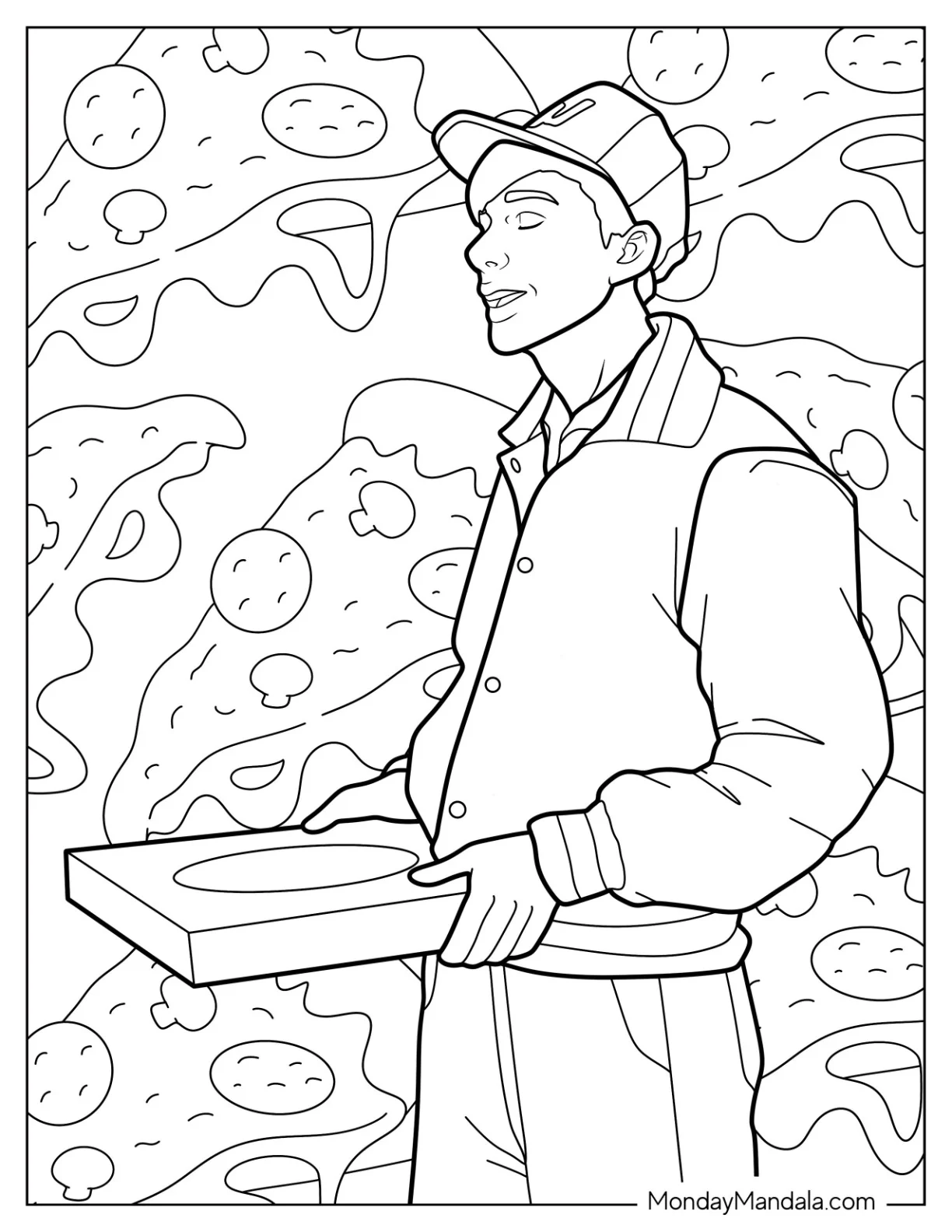 Pizza Boy Home Alone Coloring Page coloring page — printable line art