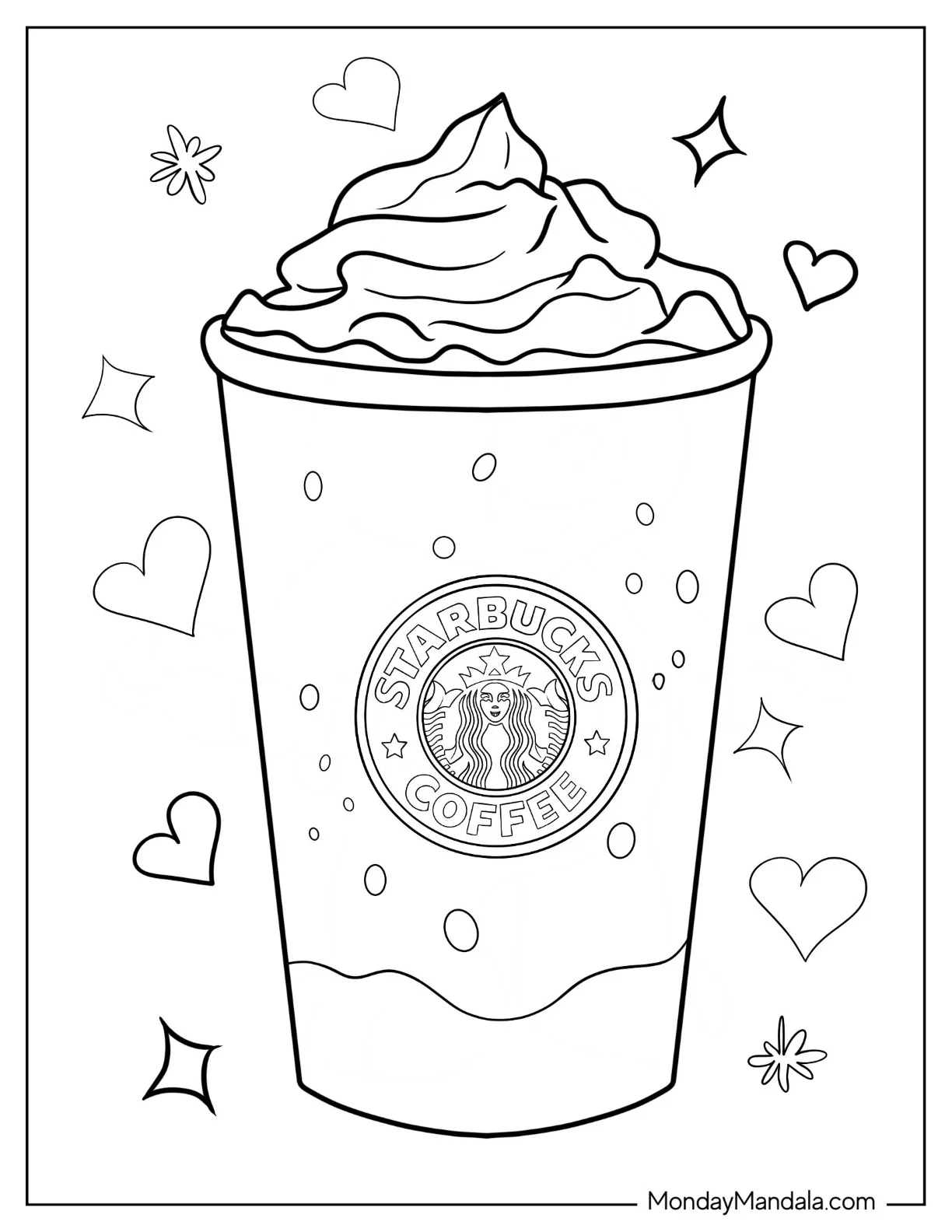 Easy Starbucks Hot Chocolate Coloring Page Drink With Whipped Cream coloring page