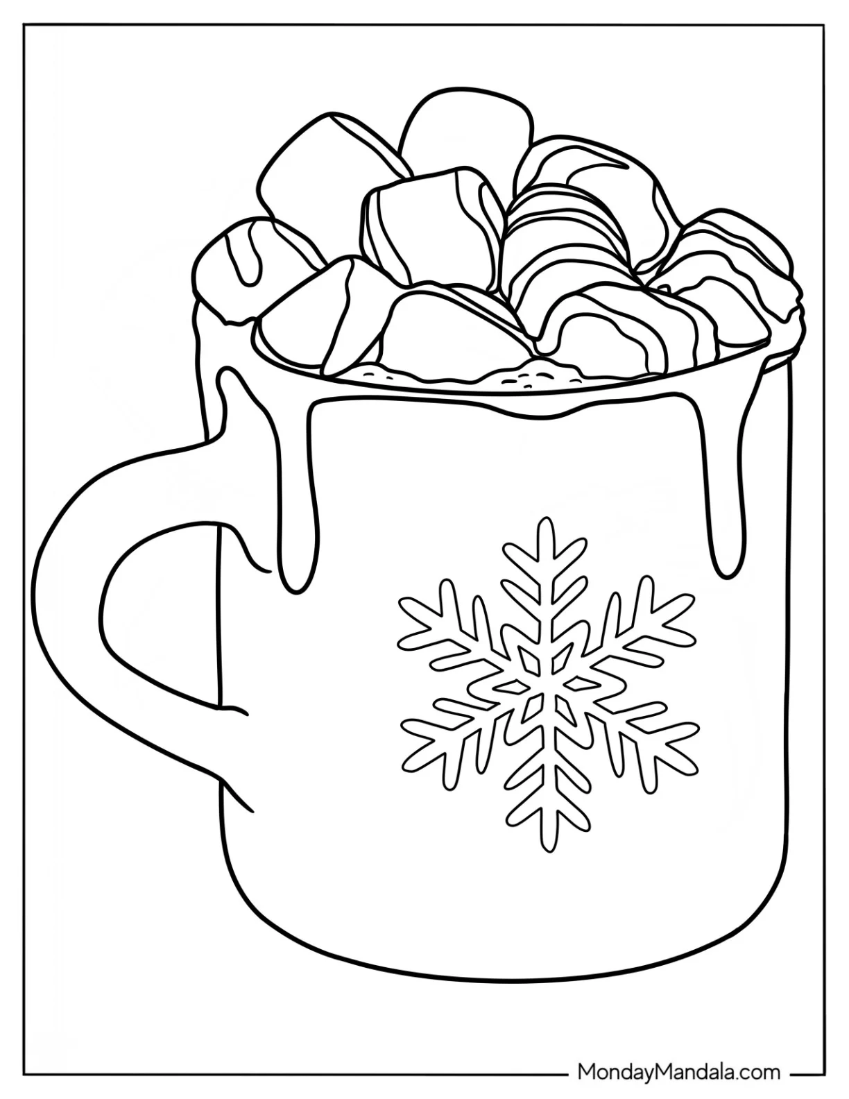 Hot Chocolate Coloring Page Full Of Marshmallows On Top coloring page
