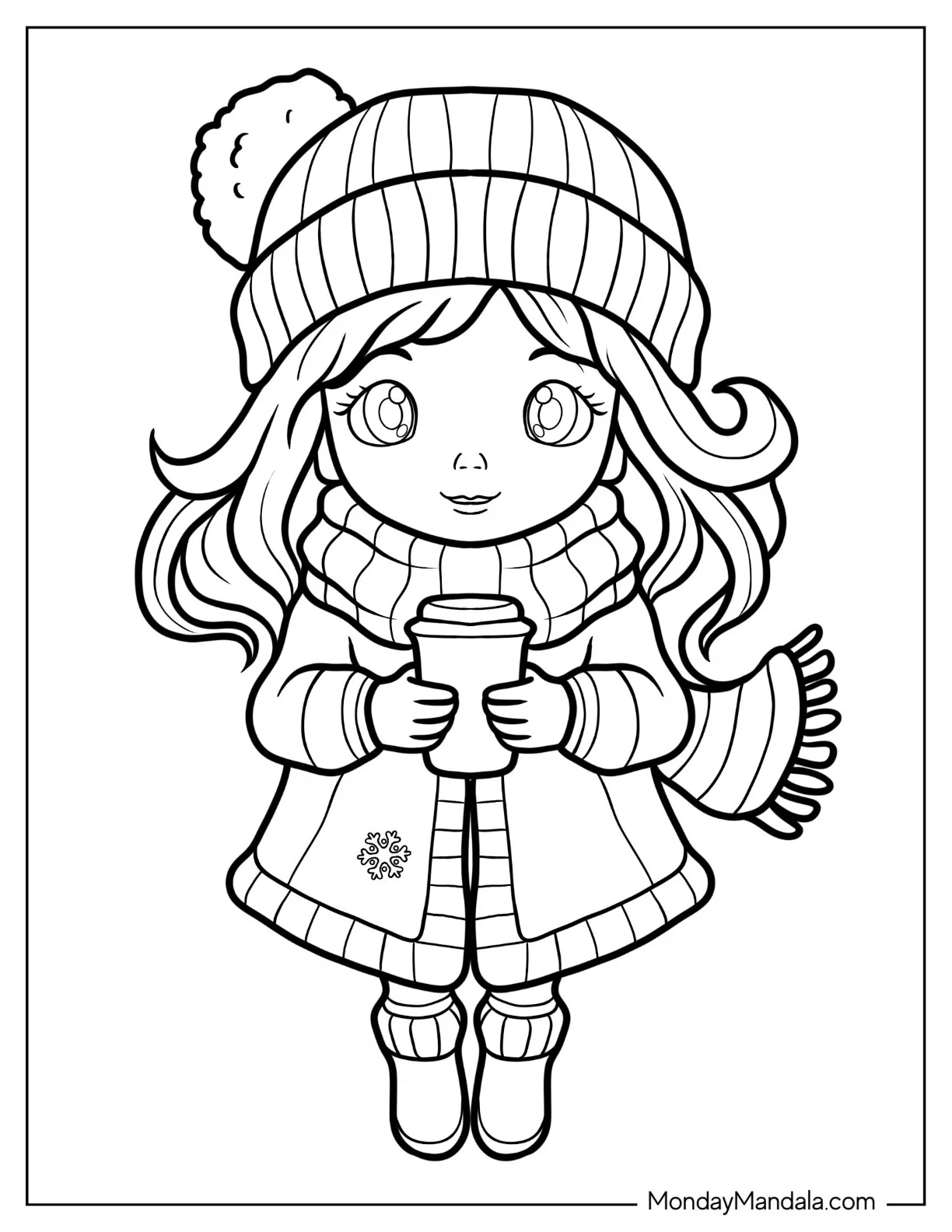 Little Girl Hot Chocolate Coloring Page Of Hot Cocoa coloring page